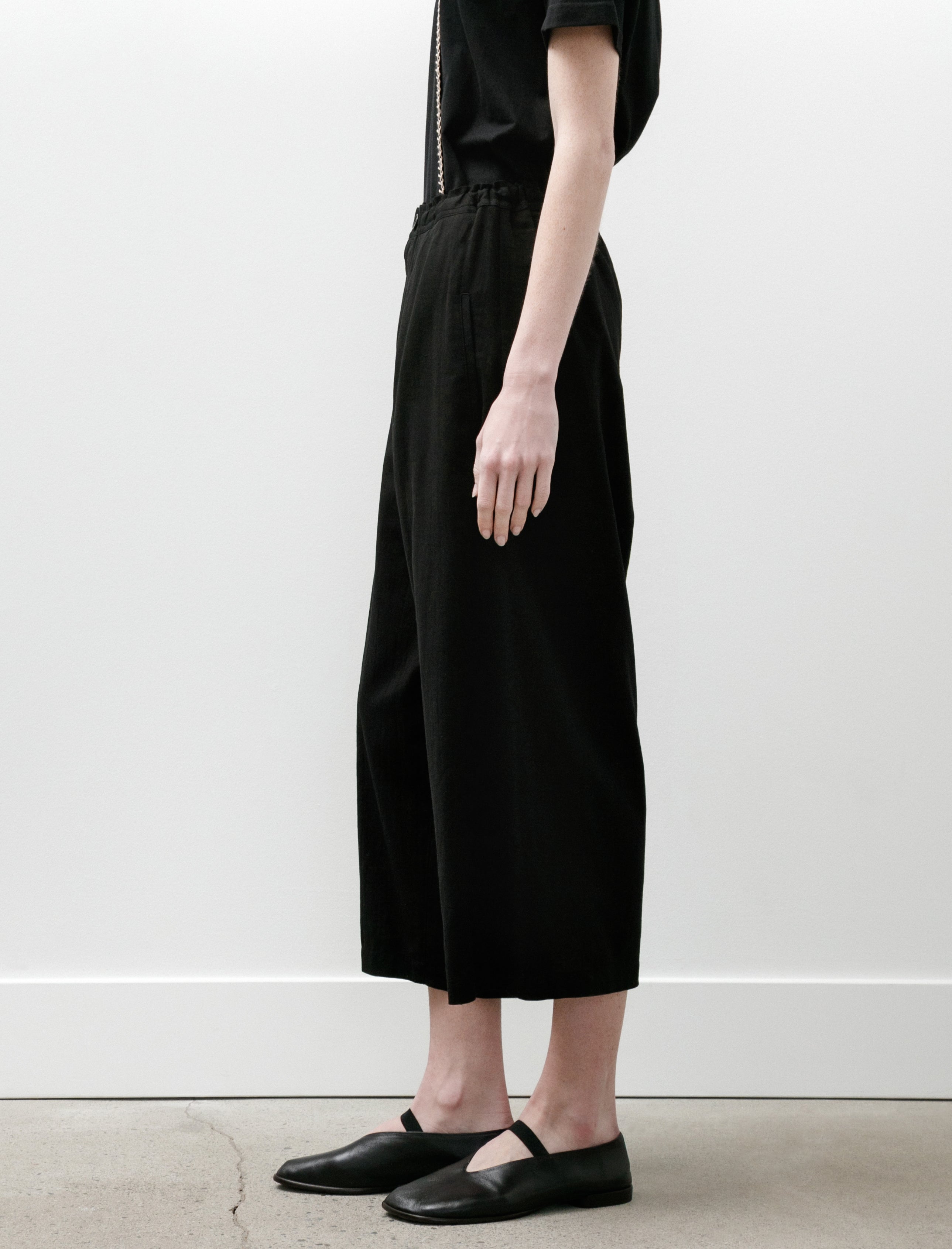 Y's by Yohji Yamamoto Front Tuck Wide Pants Black