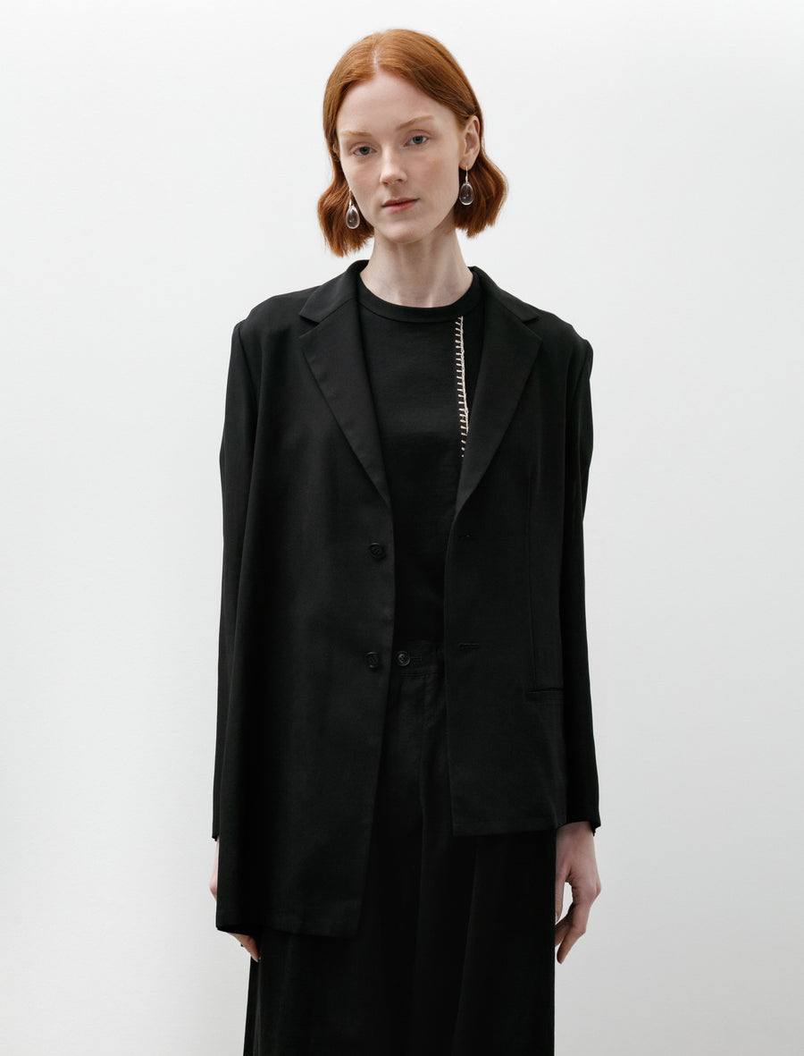 Y’s Black linen tailored jacket Y's by Yohji Yamamoto Double Button Asymmetrical Jacket Black