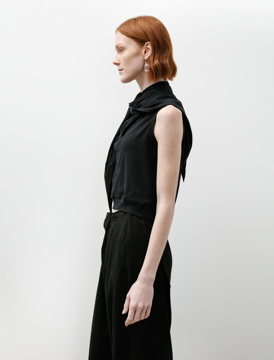 Drape Tie Sleeveless Top Black - Image 3