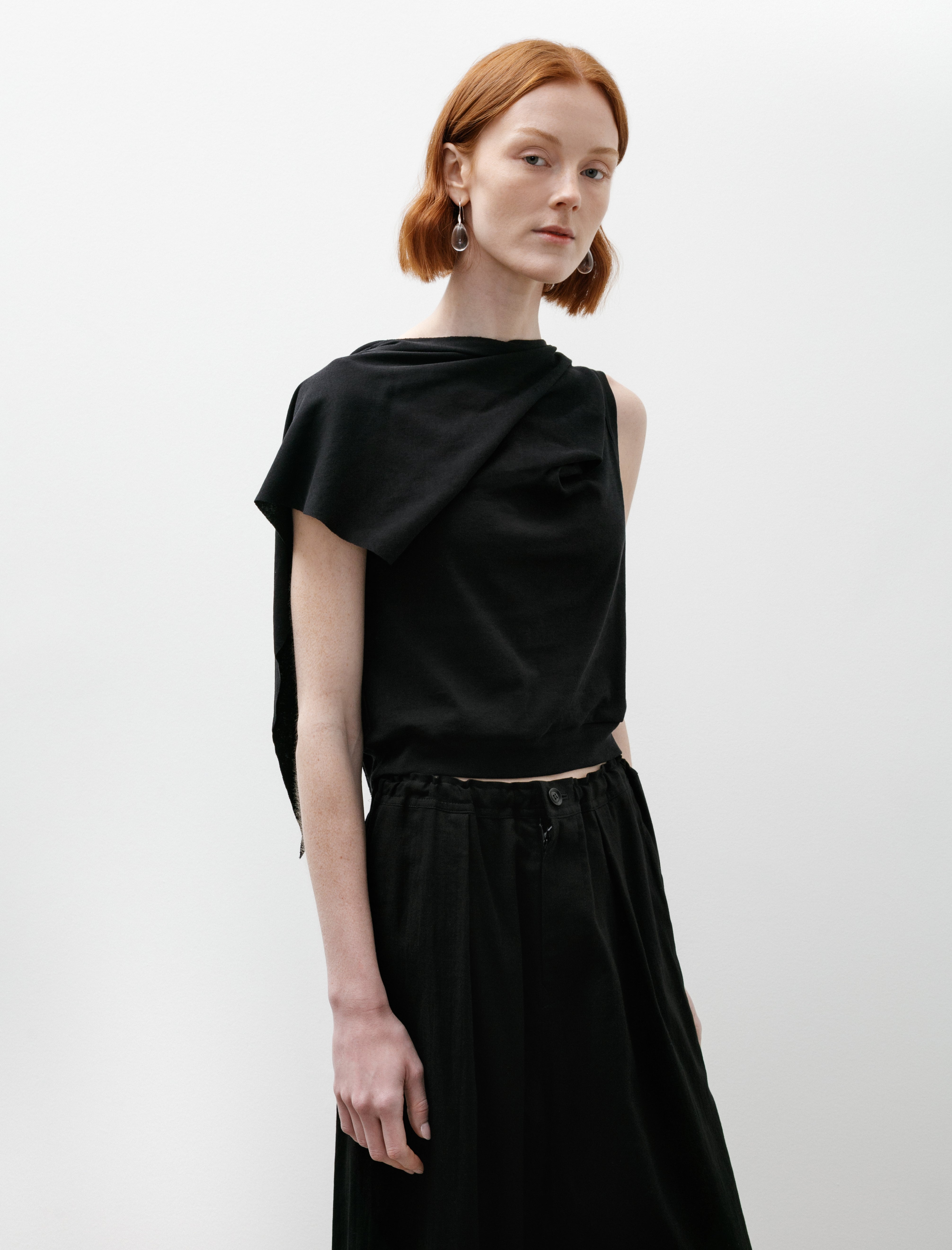 Y's by Yohji Yamamoto Drape Tie Sleeveless Top Black
