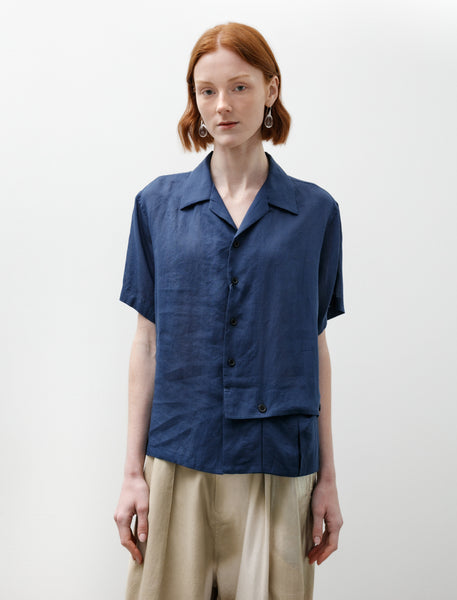 Y's by Yohji Yamamoto Open Collar Short Sleeve Blouse Navy – Neighbour