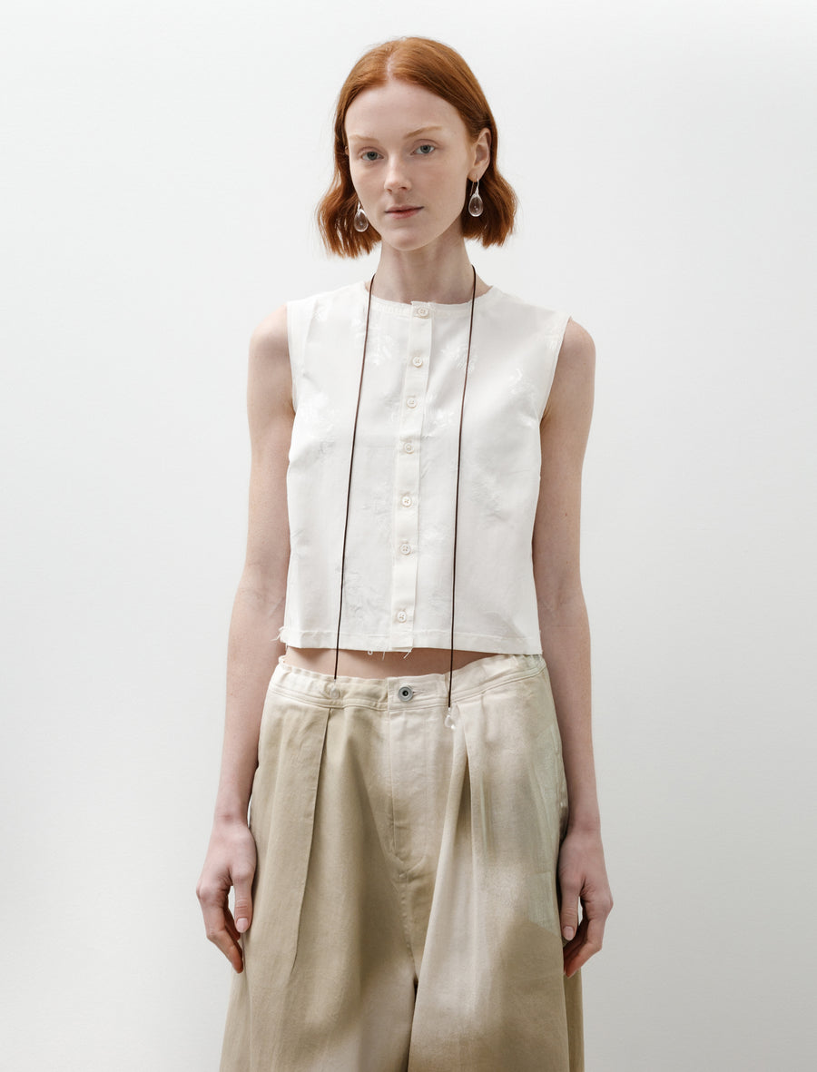 Square Top Flower Jacquard Off White - Image 1