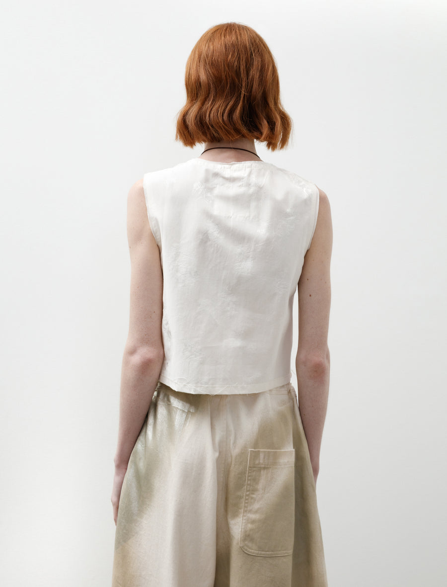 Square Top Flower Jacquard Off White - Image 4