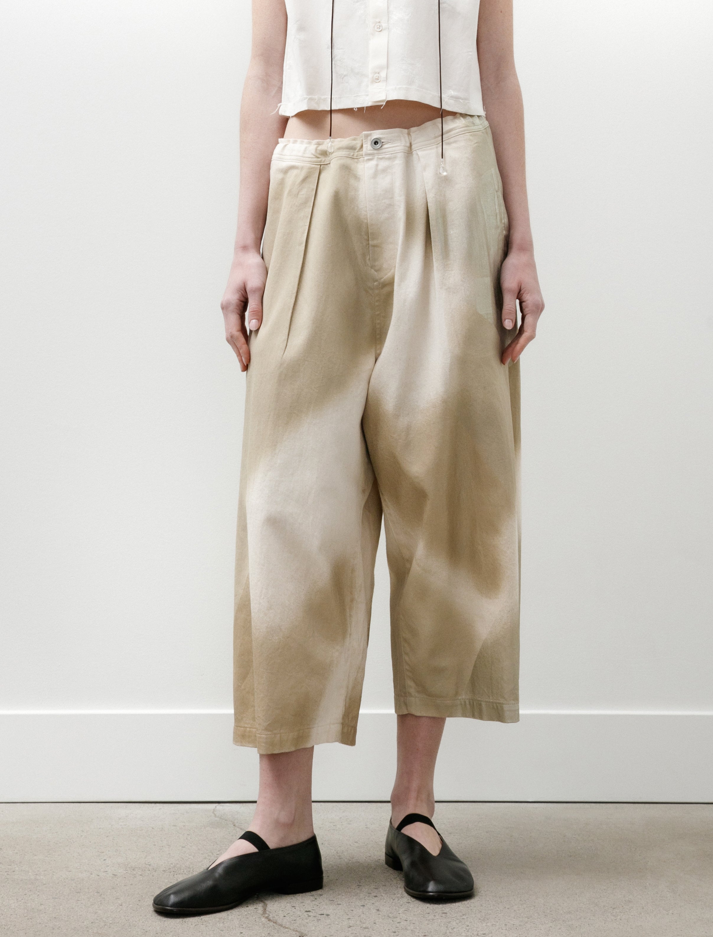 Y's by Yohji Yamamoto Front Tuck Wide Pants Ivory