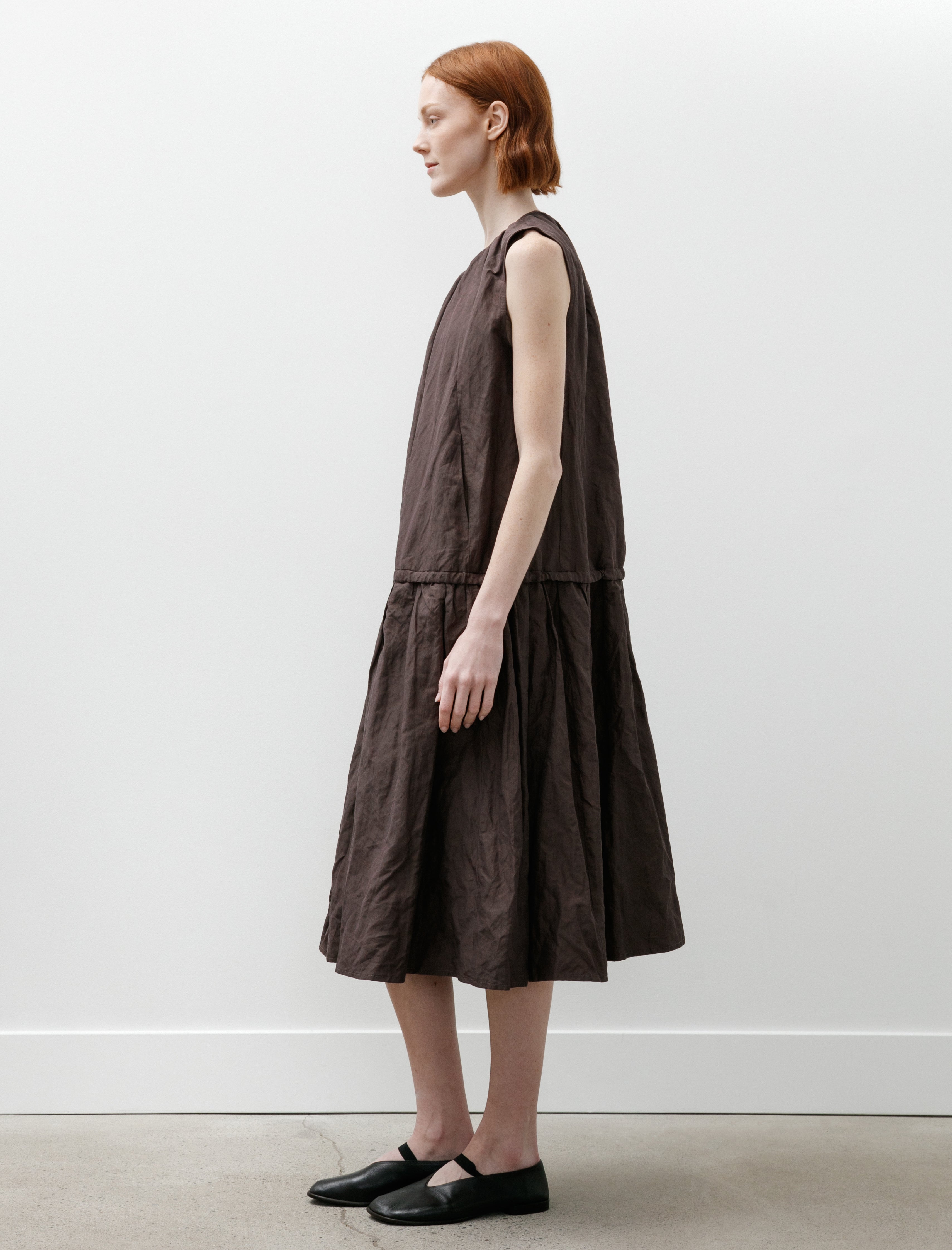 Wanze Full Body Gathered Dress Cotton Nylon Metal Prune