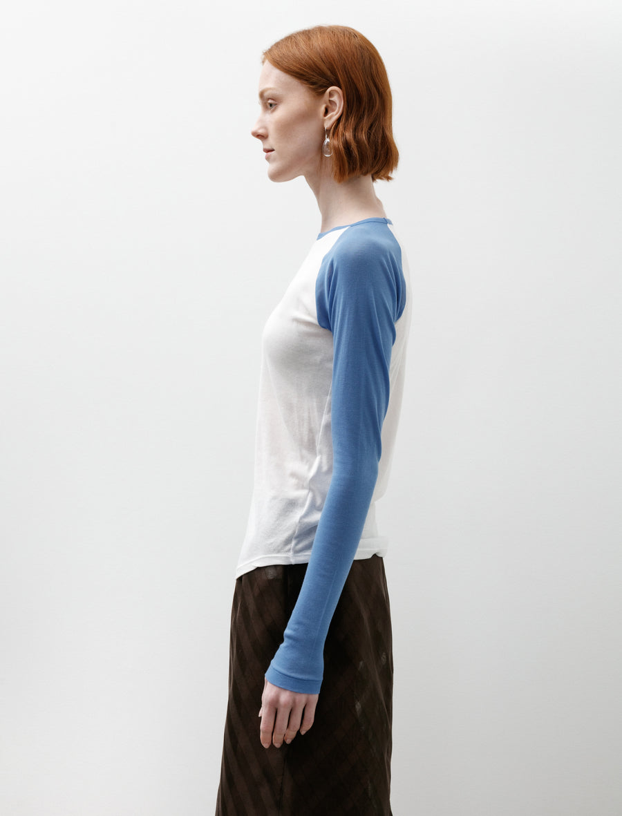 Auralee Super High Gauge Sheer Rib Raglan White Blue – Neighbour