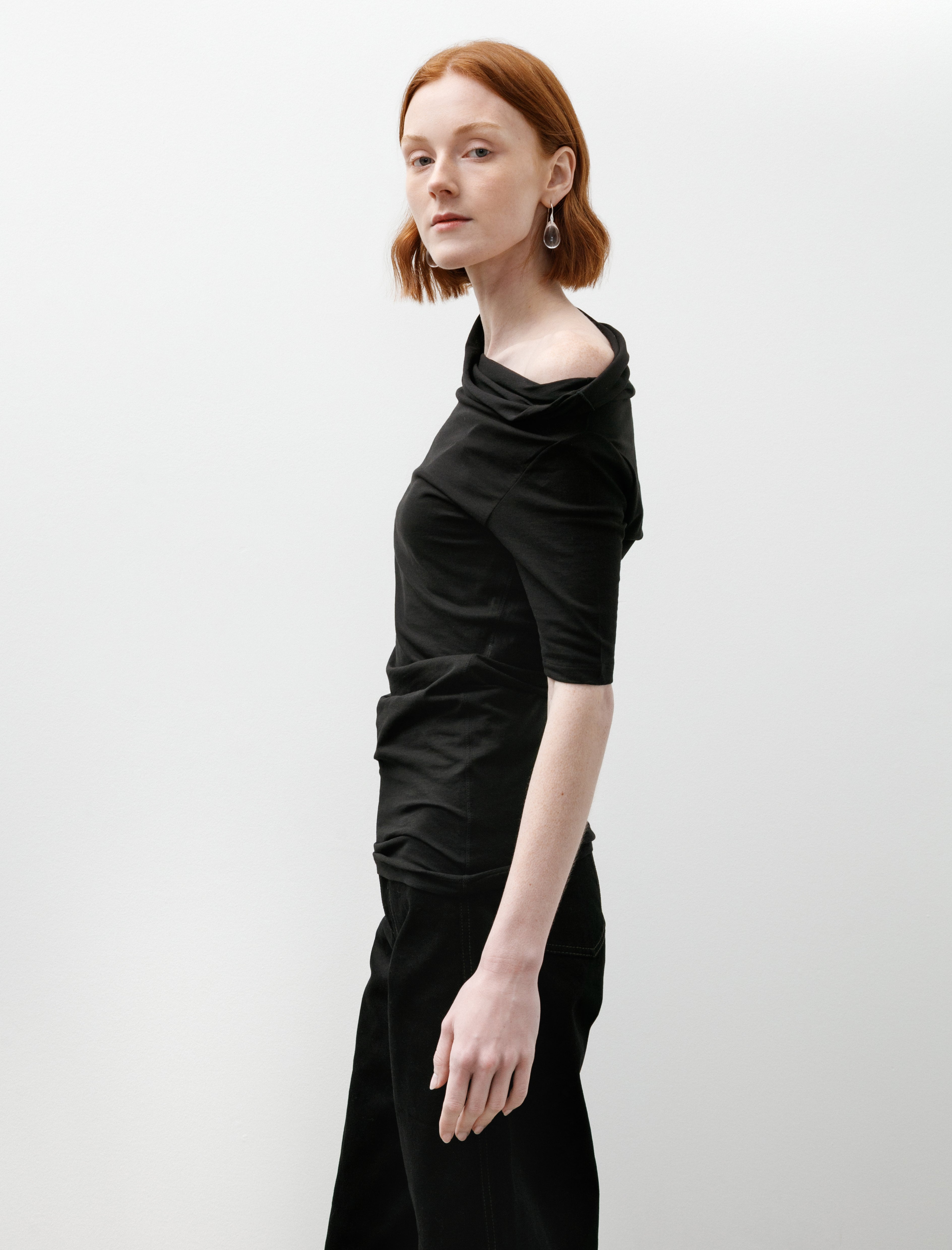 Lemaire Short Sleeve Twisted Top Black
