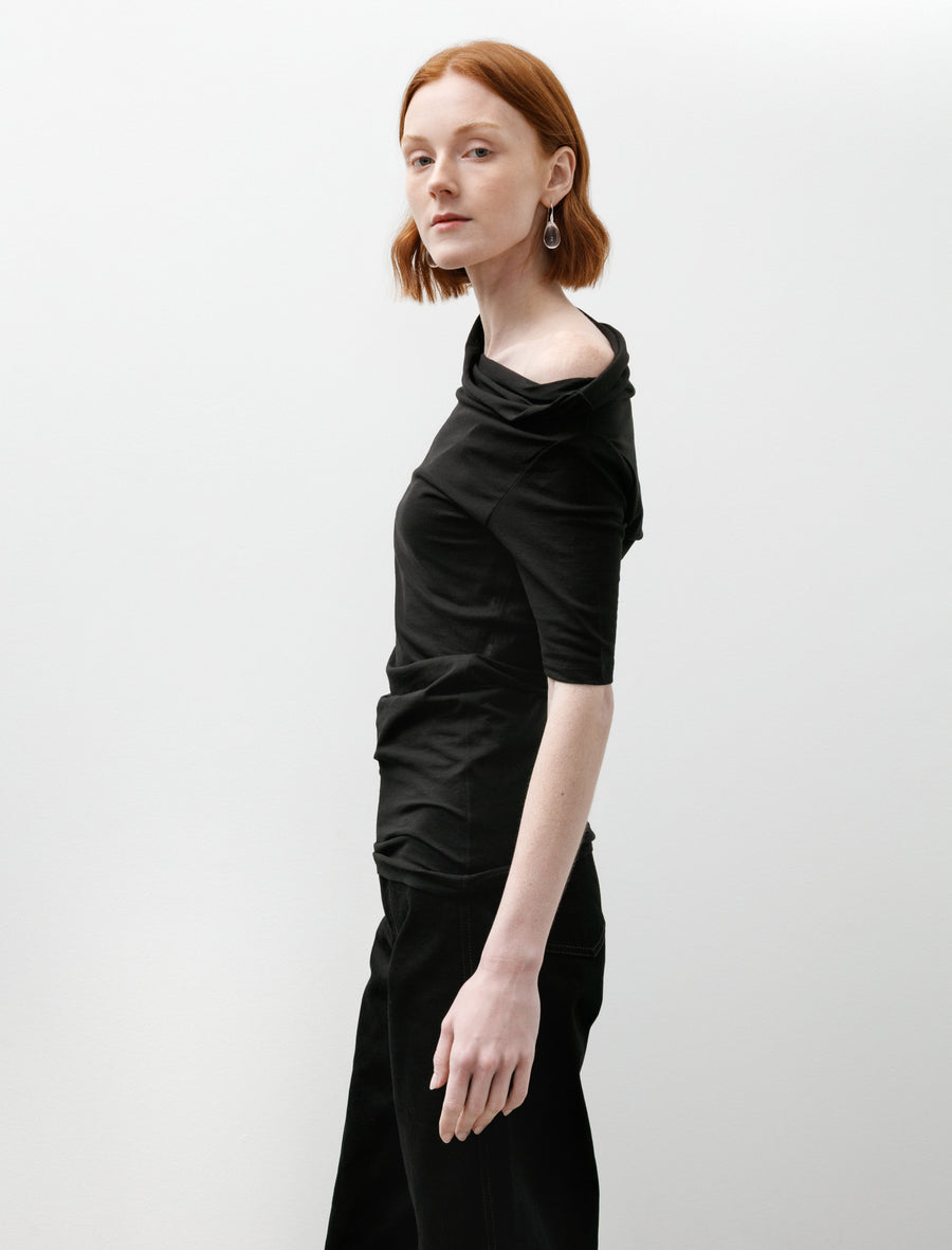 Short Sleeve Twisted Top Black - Image 3