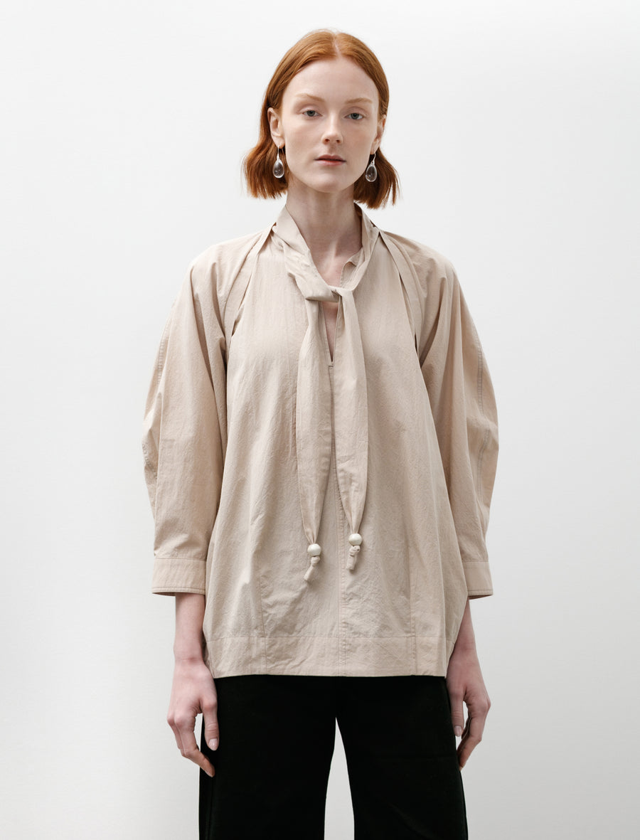トップス LEMAIRE SHIRT BLOUSE 46 Lemaire Blouse with Scarf Greige – Neighbour
