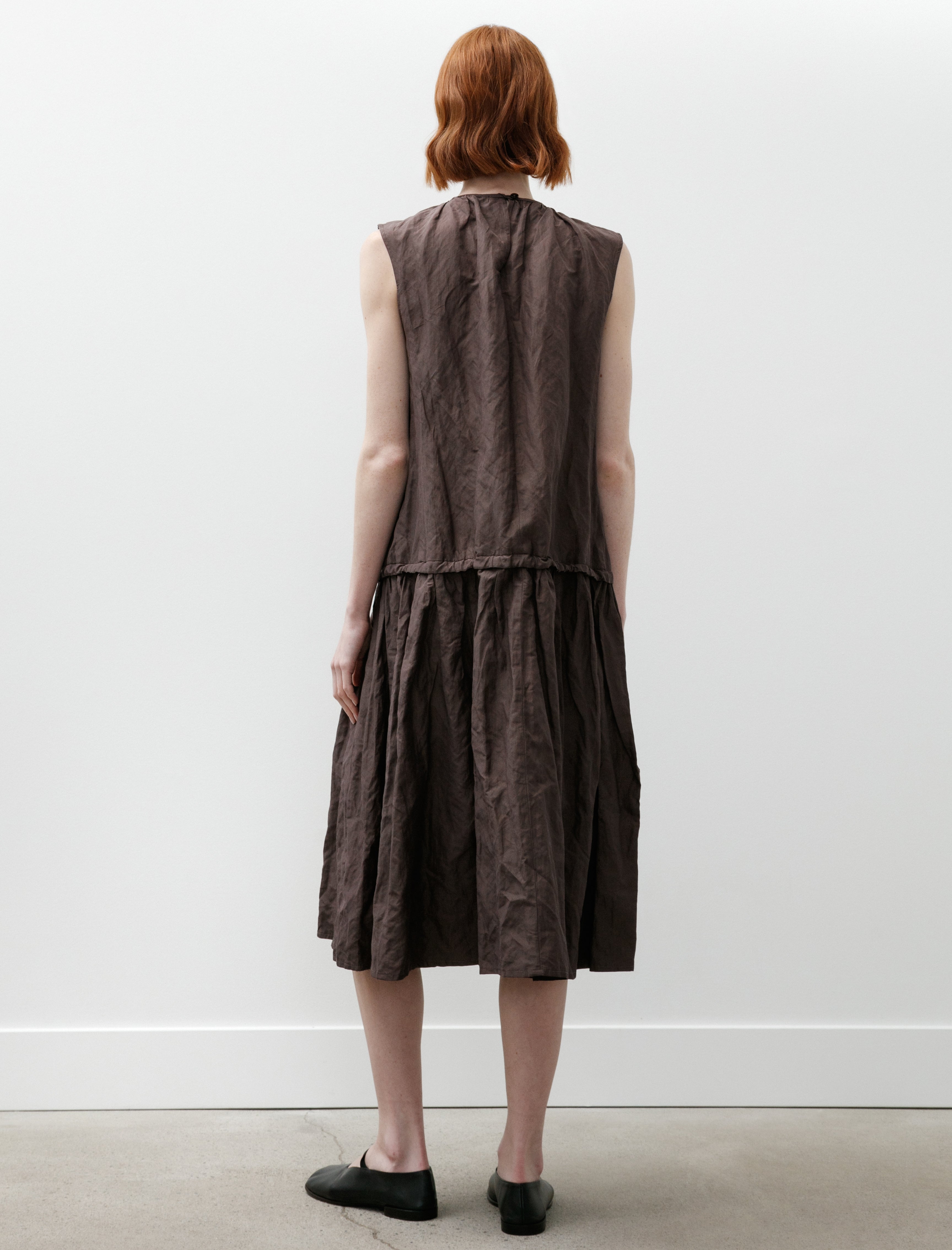 Wanze Full Body Gathered Dress Cotton Nylon Metal Prune