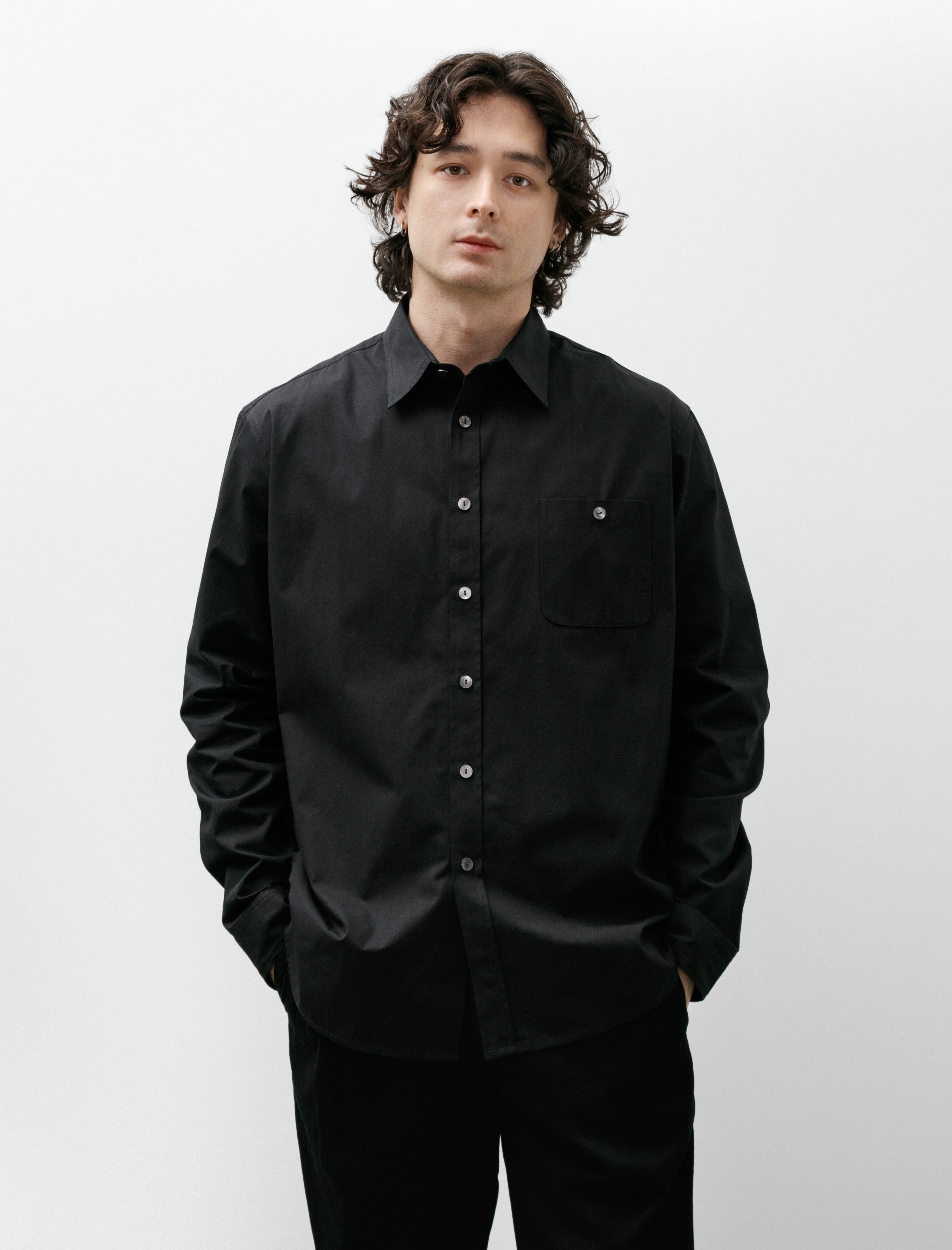 Conkers Sunday Shirt Cotton Poplin Black