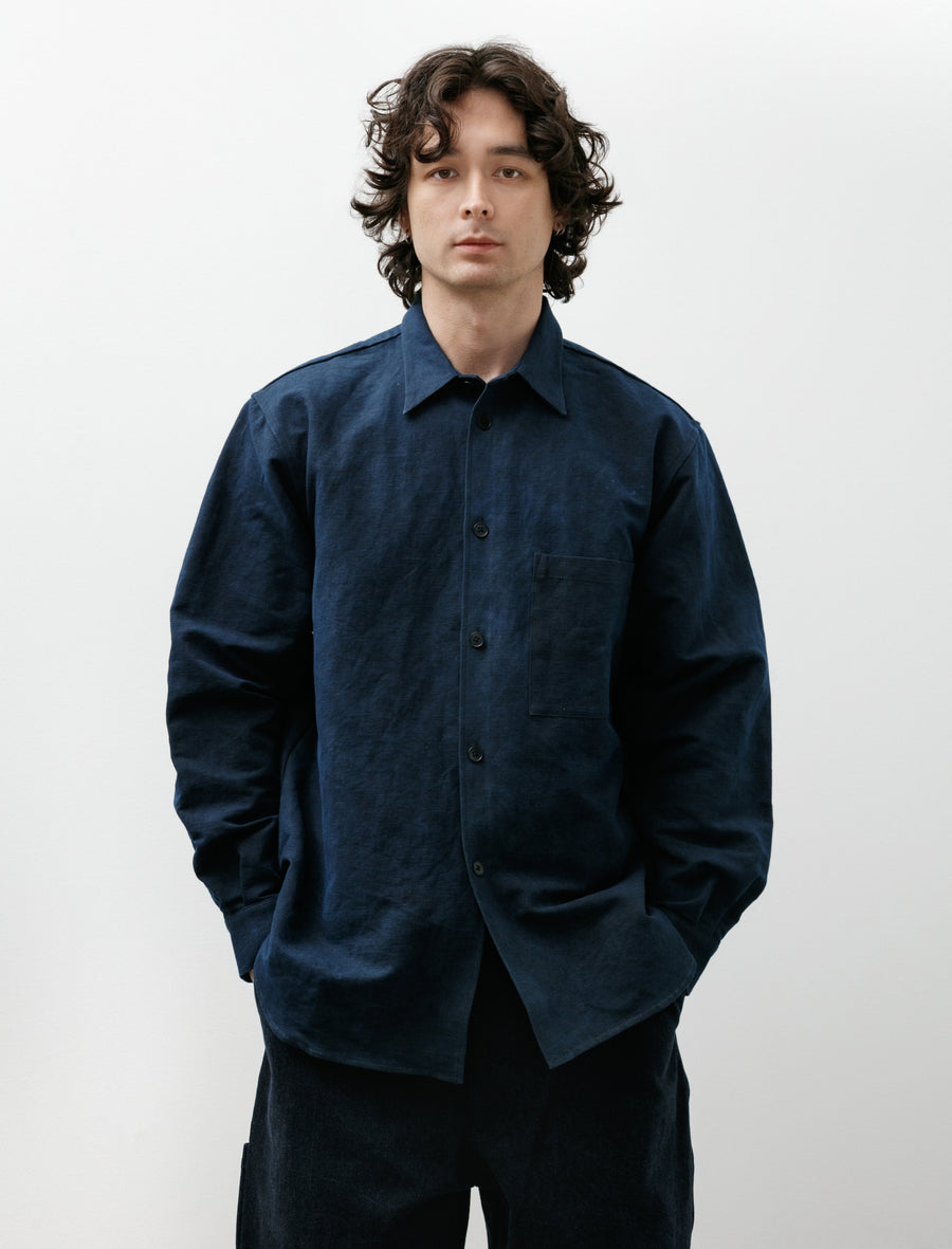 R20 Shirt-8 Weather Shirt W/PKT Sumi Indigo Hemp - Image 1