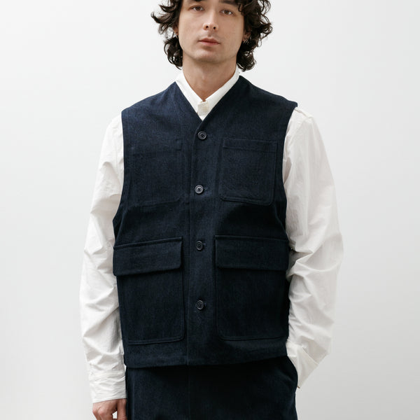 MAN-TLE R20 Jebok-5 Vest Blue Sumi Organic Denim – Neighbour