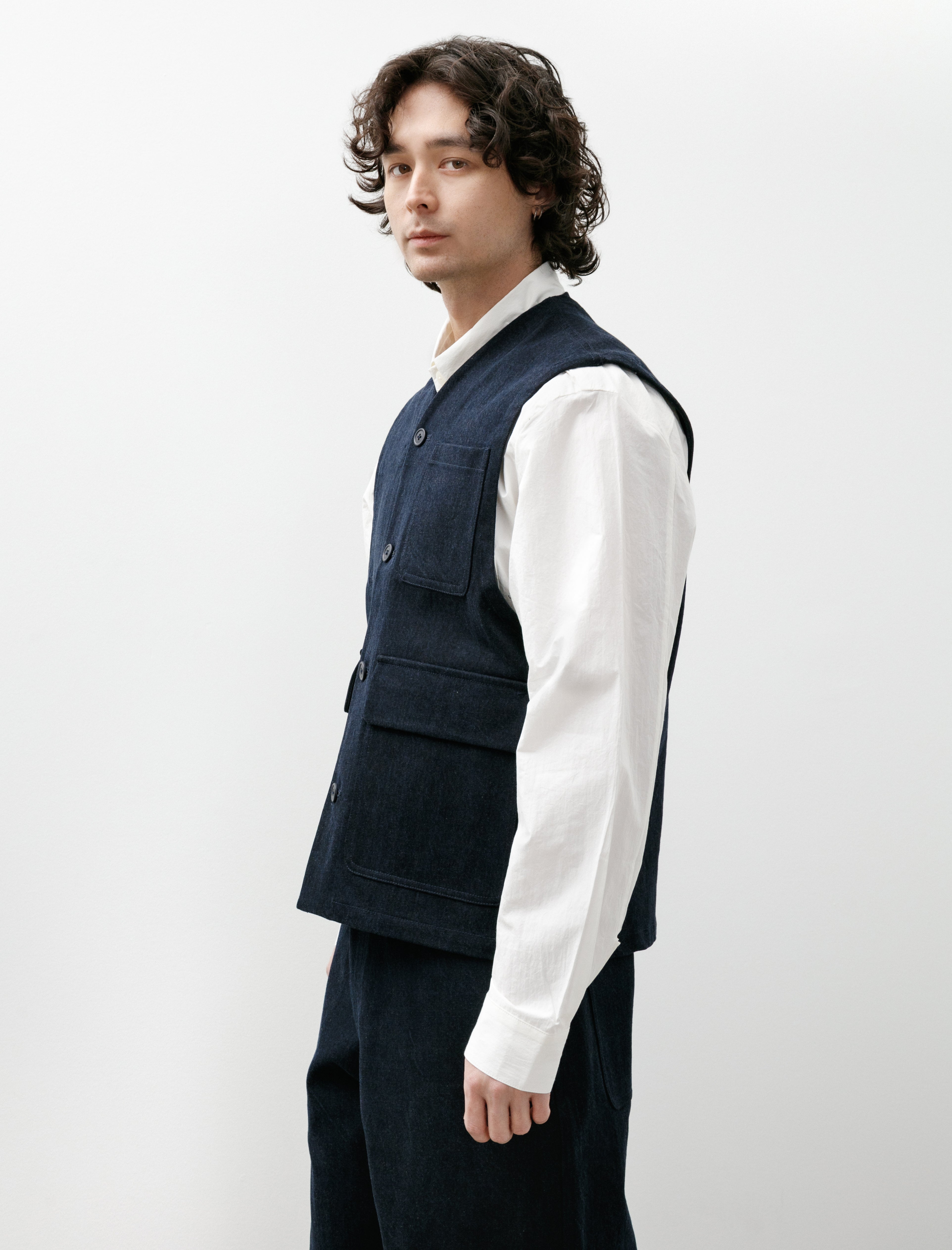 MAN-TLE R20 Jebok-5 Vest Blue Sumi Organic Denim