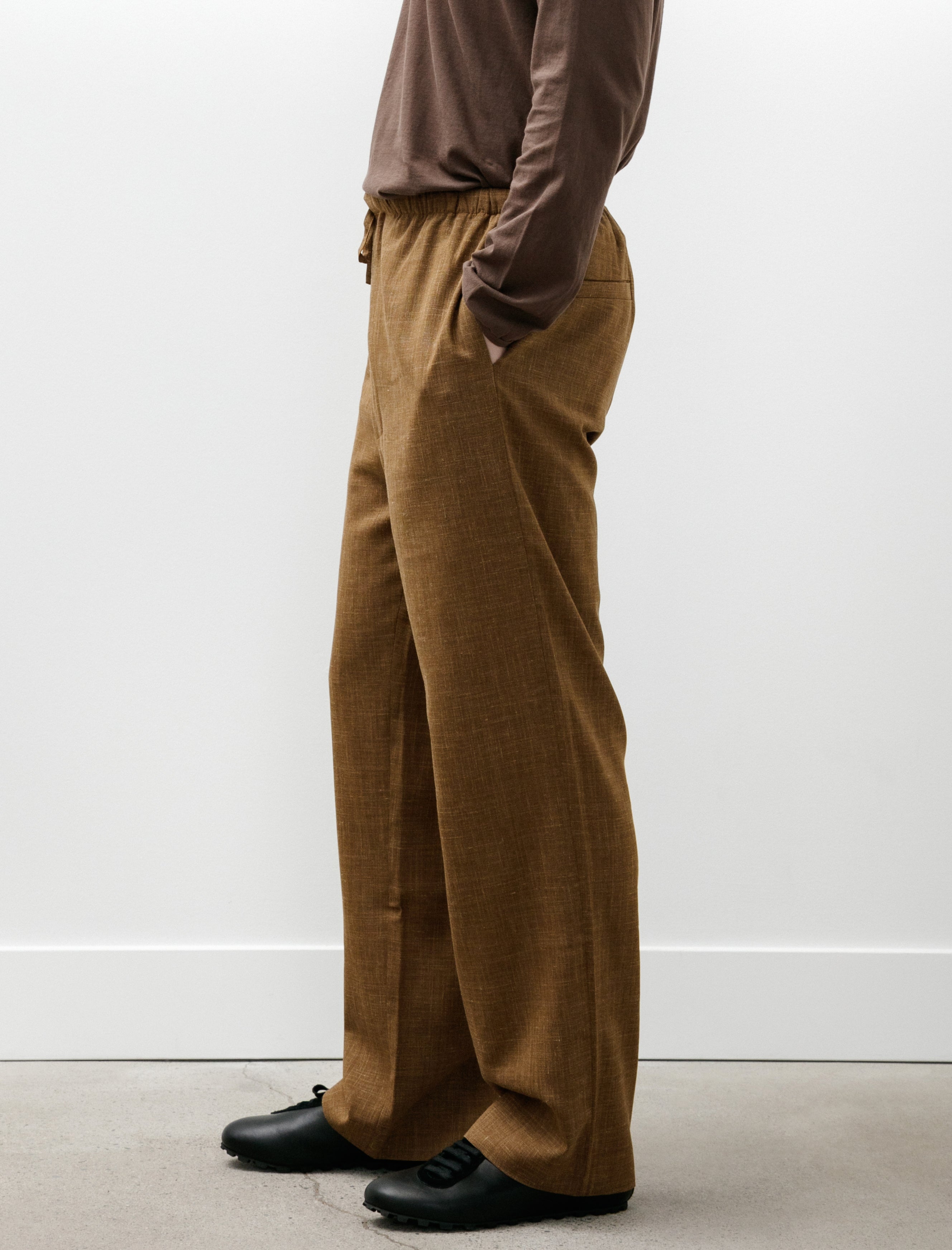 Gabriela Coll No.288 Summer Wool Drawstring Trousers Camel