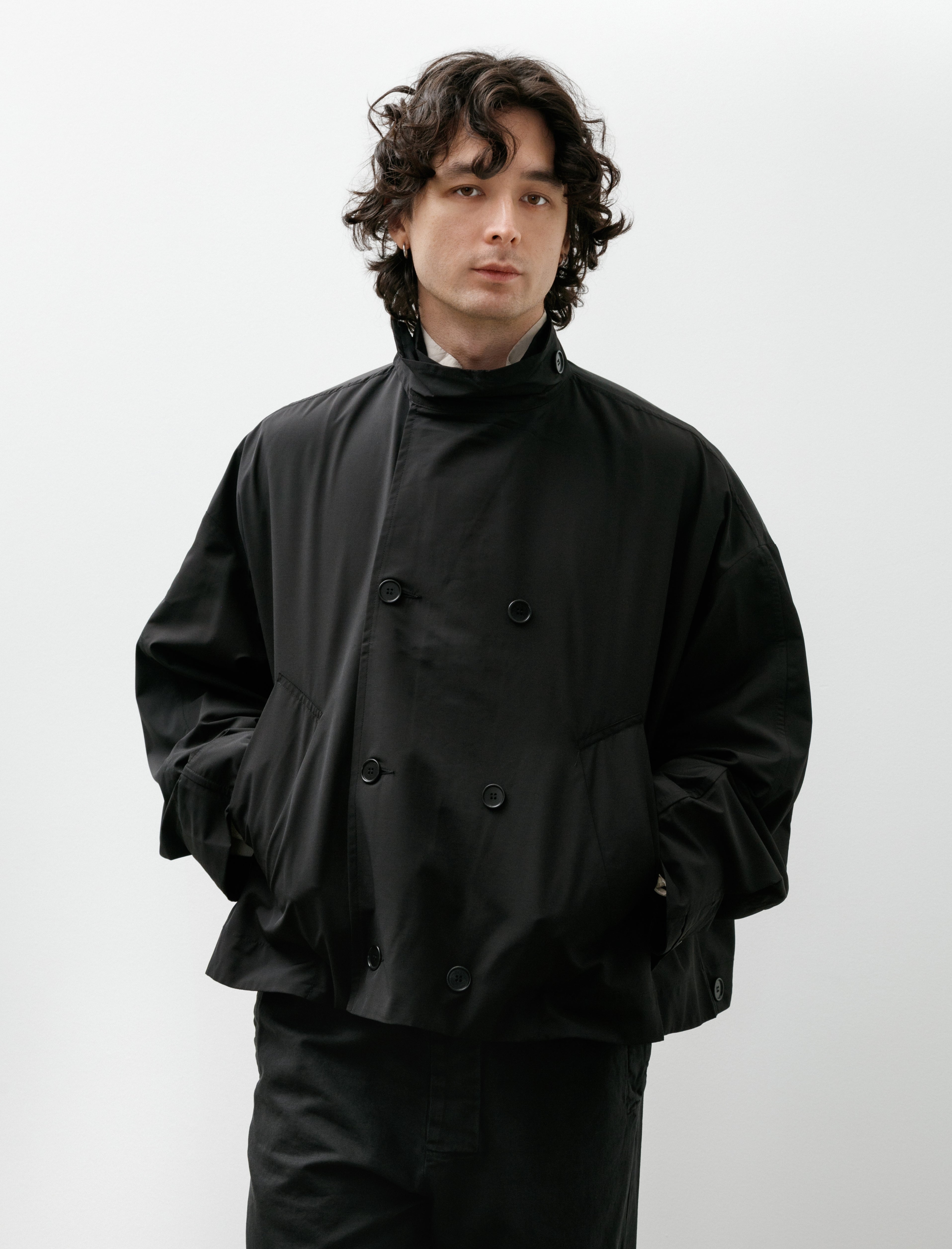 Gabriela Coll No.286 Rainsystem Wool Cropped Jacket Black