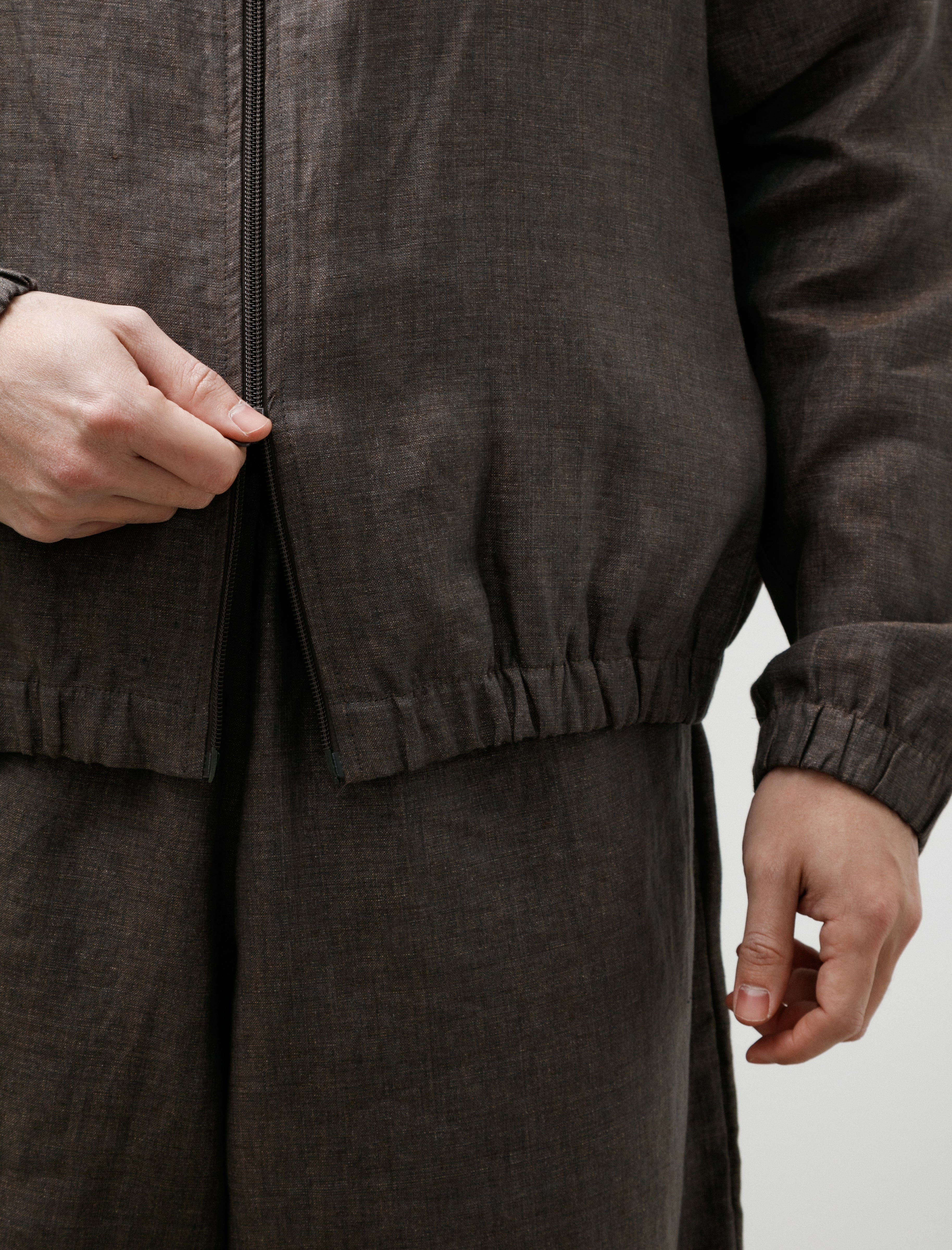 Gabriela Coll No.261 Linen Zipper Jacket Brown