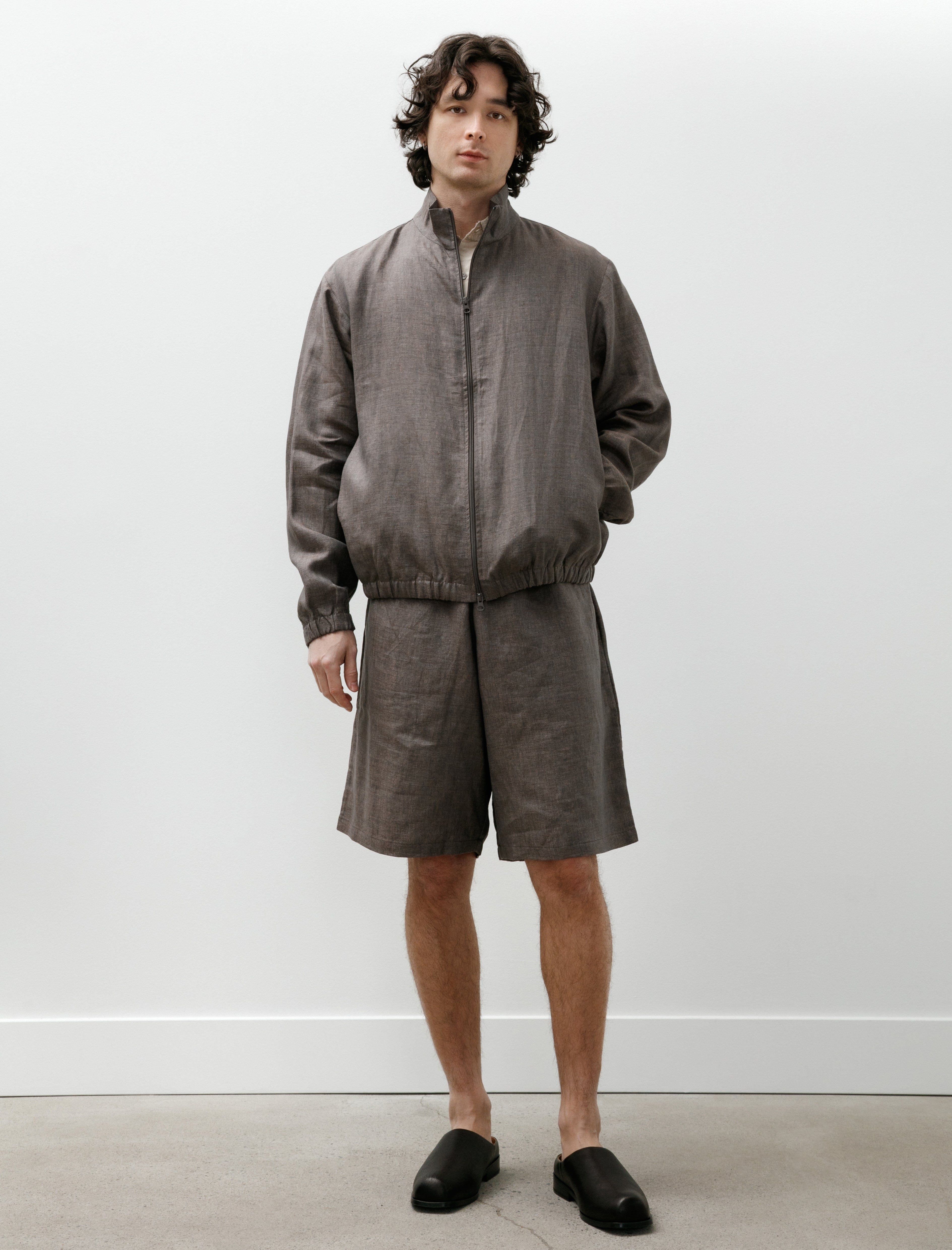 Gabriela Coll No.261 Linen Zipper Jacket Brown
