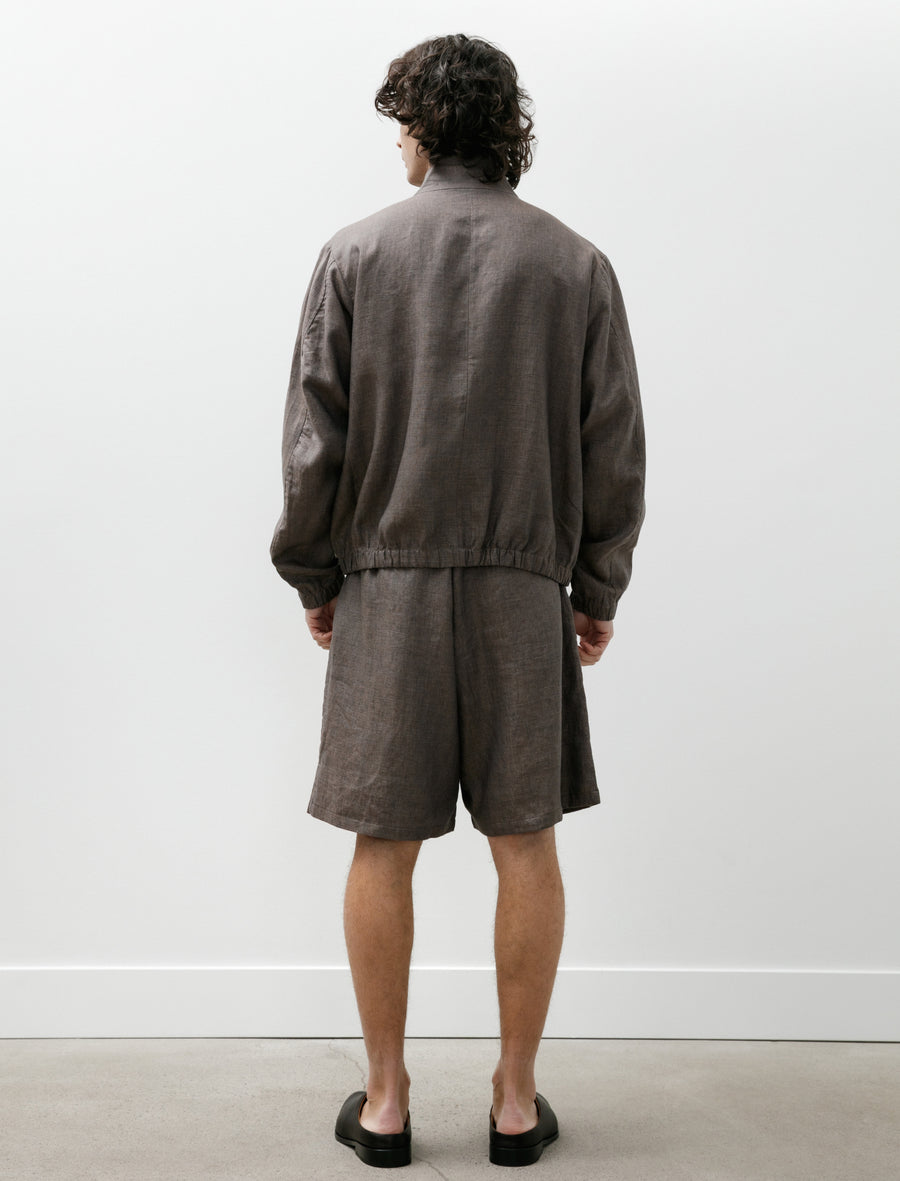 No.261 Linen Zipper Jacket Brown - Image 8