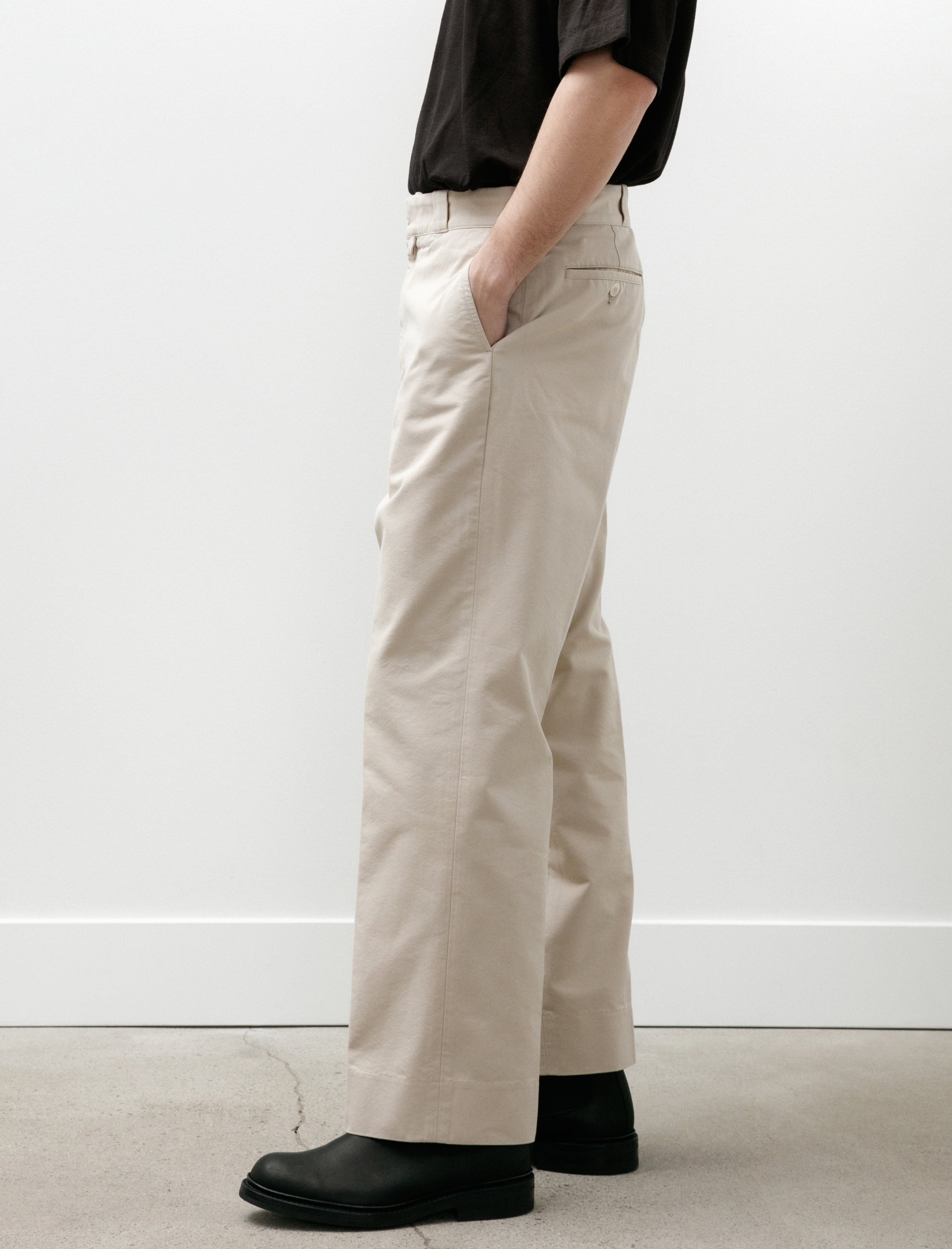 Comoli Post-Work Twill Pants Ivory