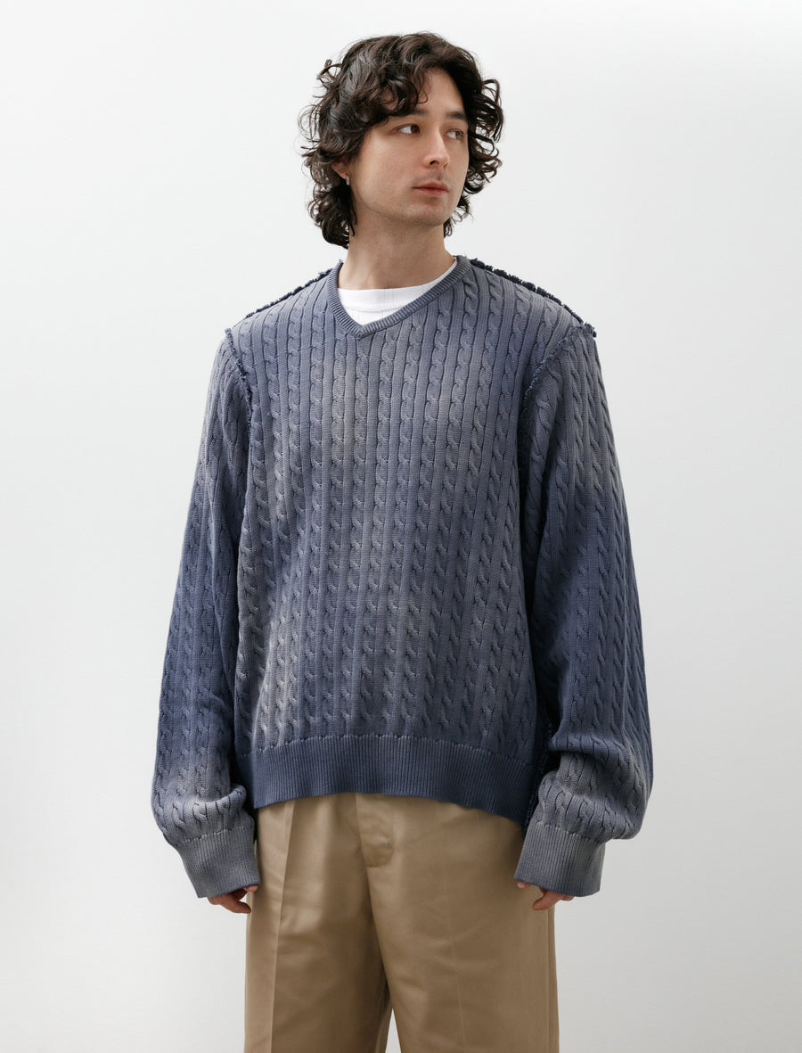 Frankenstein Cable V-Neck Petrol - Image 1