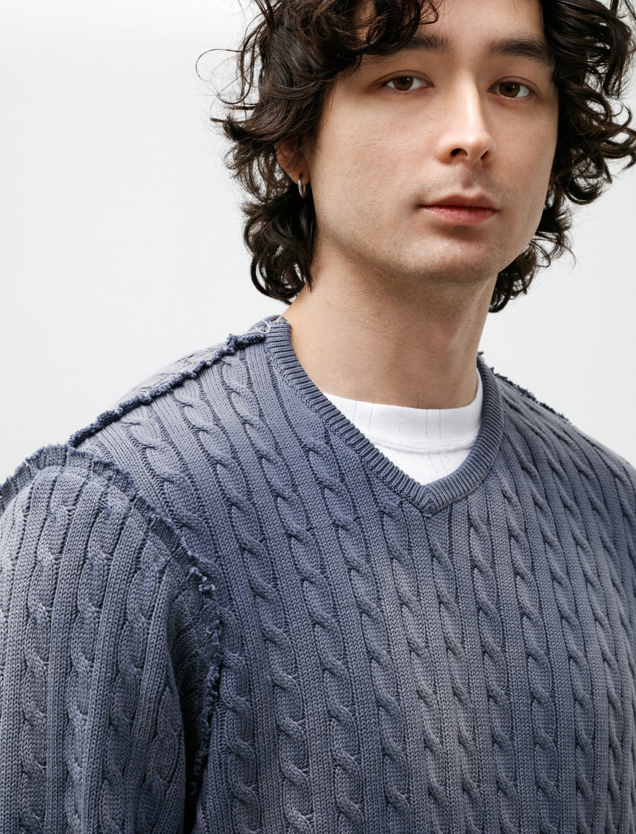 Frankenstein Cable V-Neck Petrol - Image 4