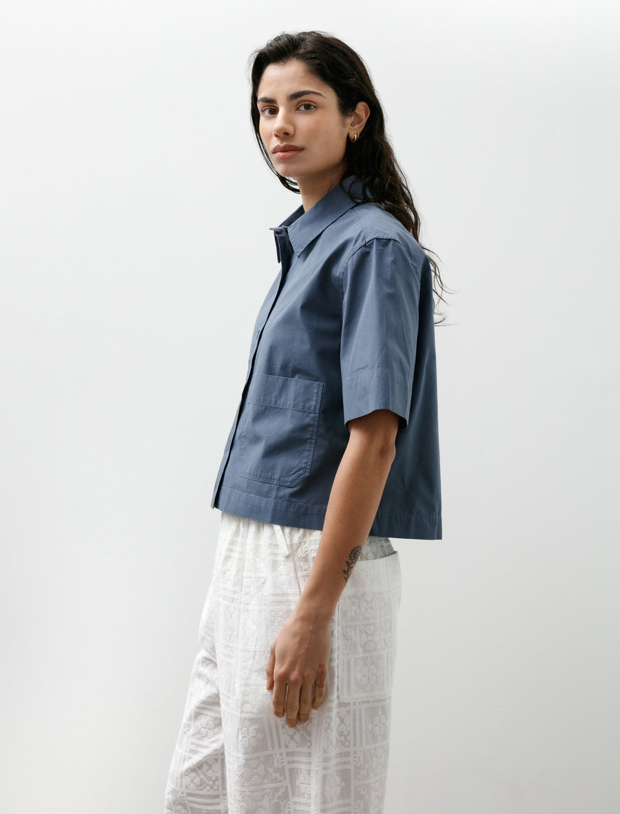 MHL Cropped Uniform Shirt Sanded Cotton Poplin Uniform Blue - Image 2