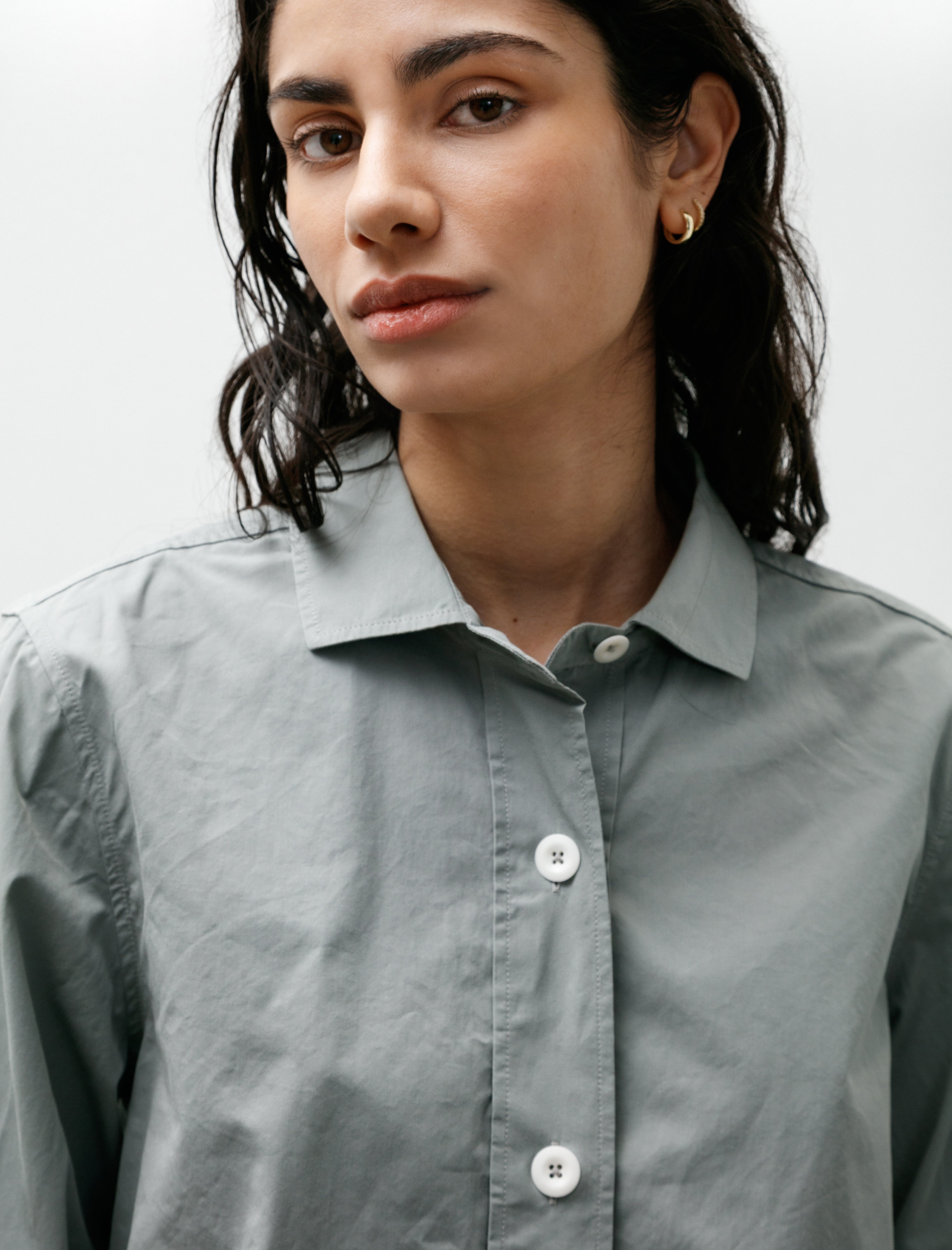 Margaret Howell MHL Simple Shirt Compact Cotton Poplin Fog