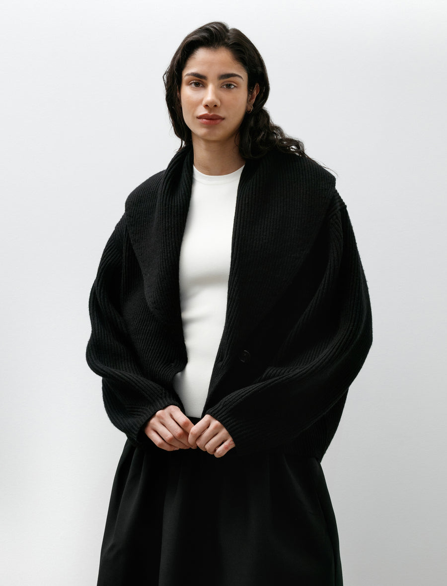 Shawl Lapel Cardigan Black - Image 1