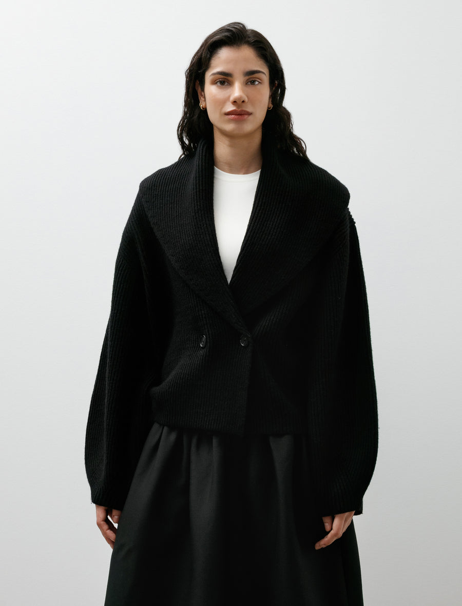 Shawl Lapel Cardigan Black - Image 2