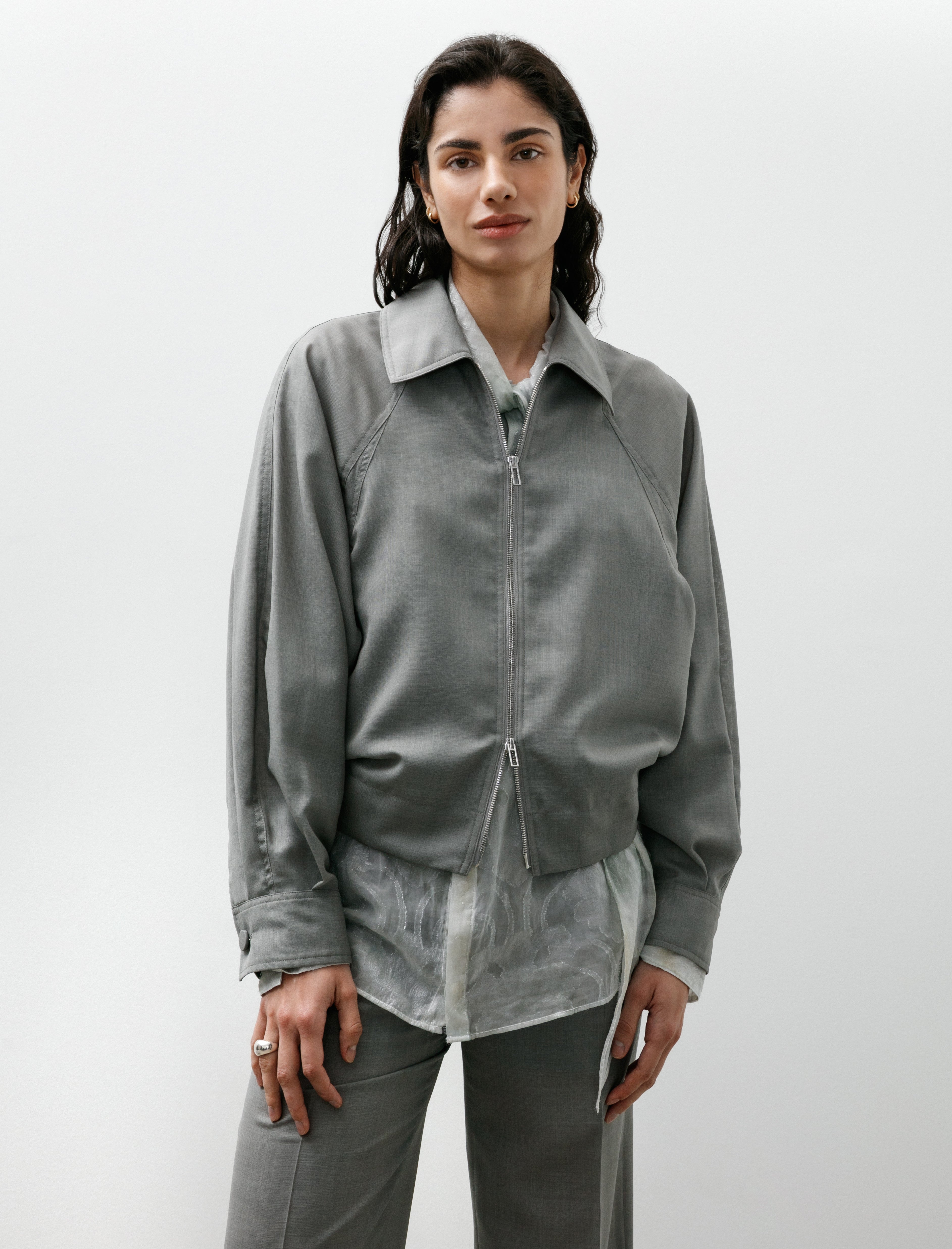 Kanako Sakai Sheer Blouson Gray