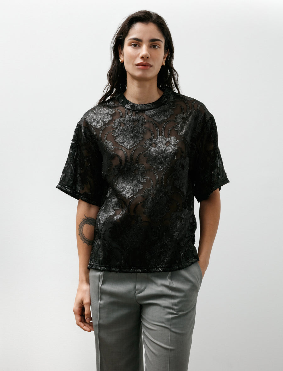 Sheer Jacquard T-Shirt Black - Image 1