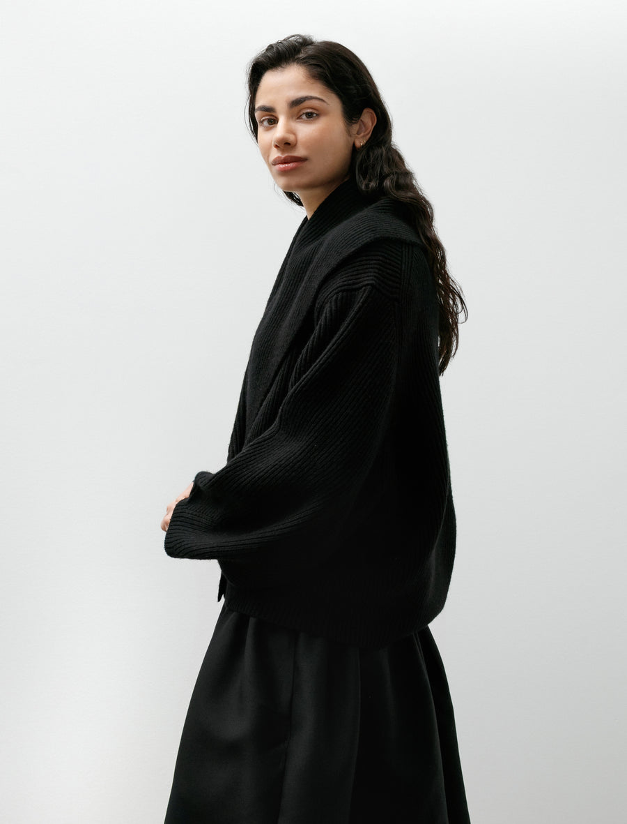 Shawl Lapel Cardigan Black - Image 4