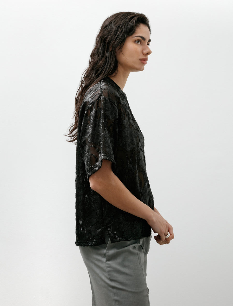 Sheer Jacquard T-Shirt Black - Image 3