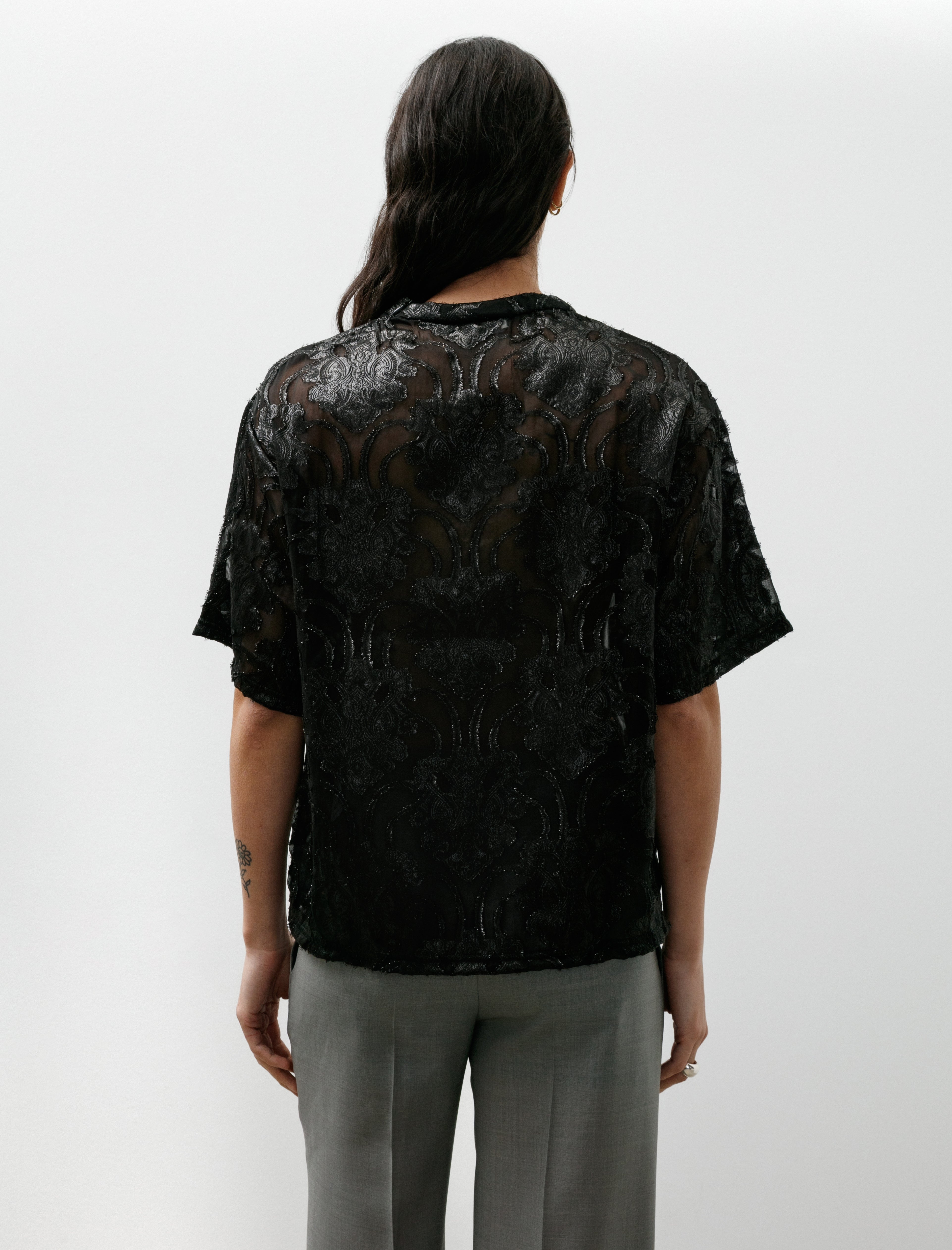 Kanako Sakai Sheer Jacquard T-Shirt Black