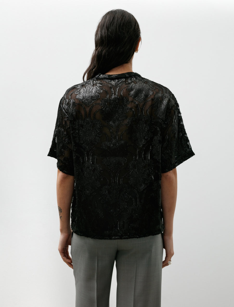 Sheer Jacquard T-Shirt Black - Image 4
