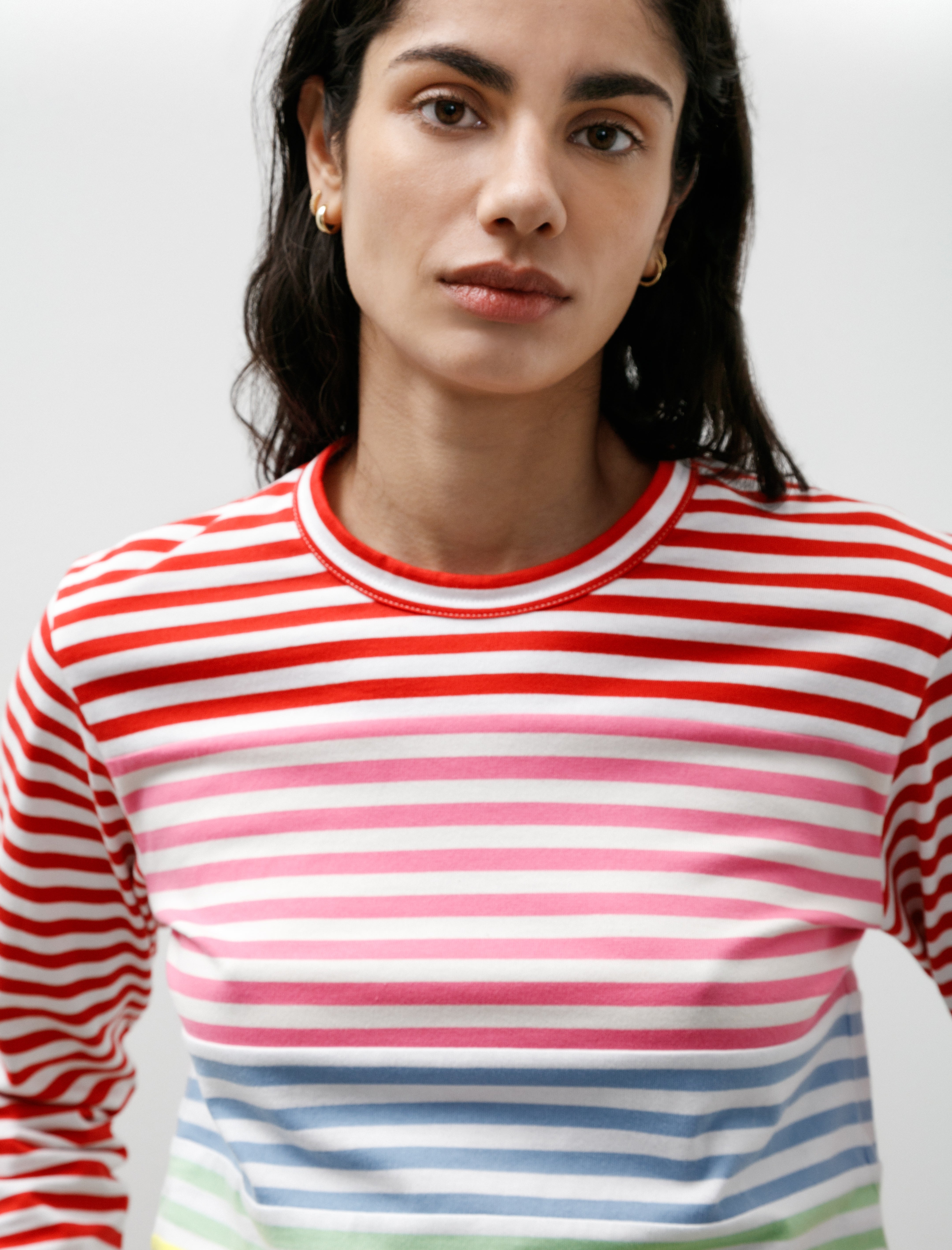 Comme des Garçons Comme des Garçons Multi Stripe Patch Long Sleeve T-Shirt