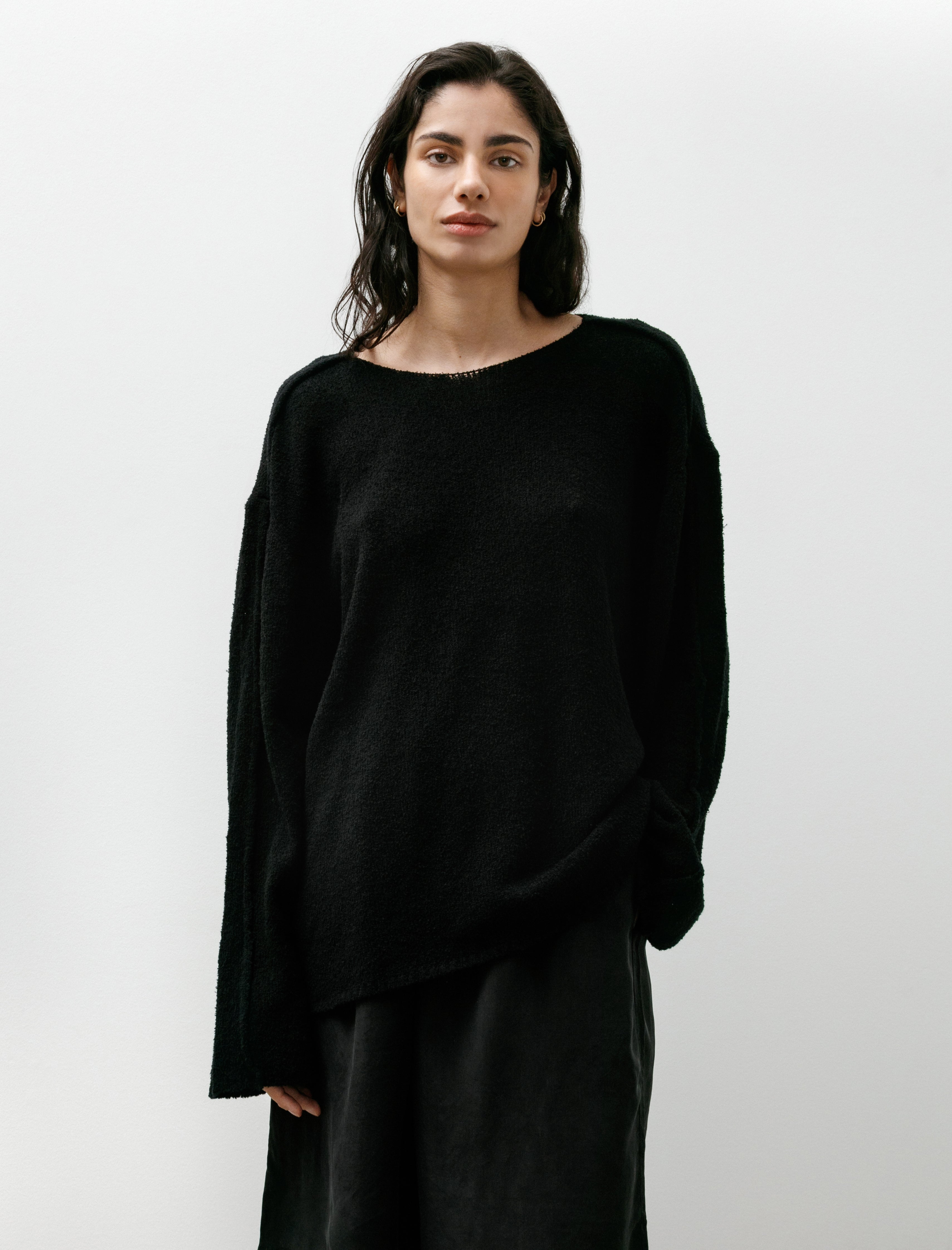 Gabriela Coll No.317 Cotton Cashmere Knitted Top Black