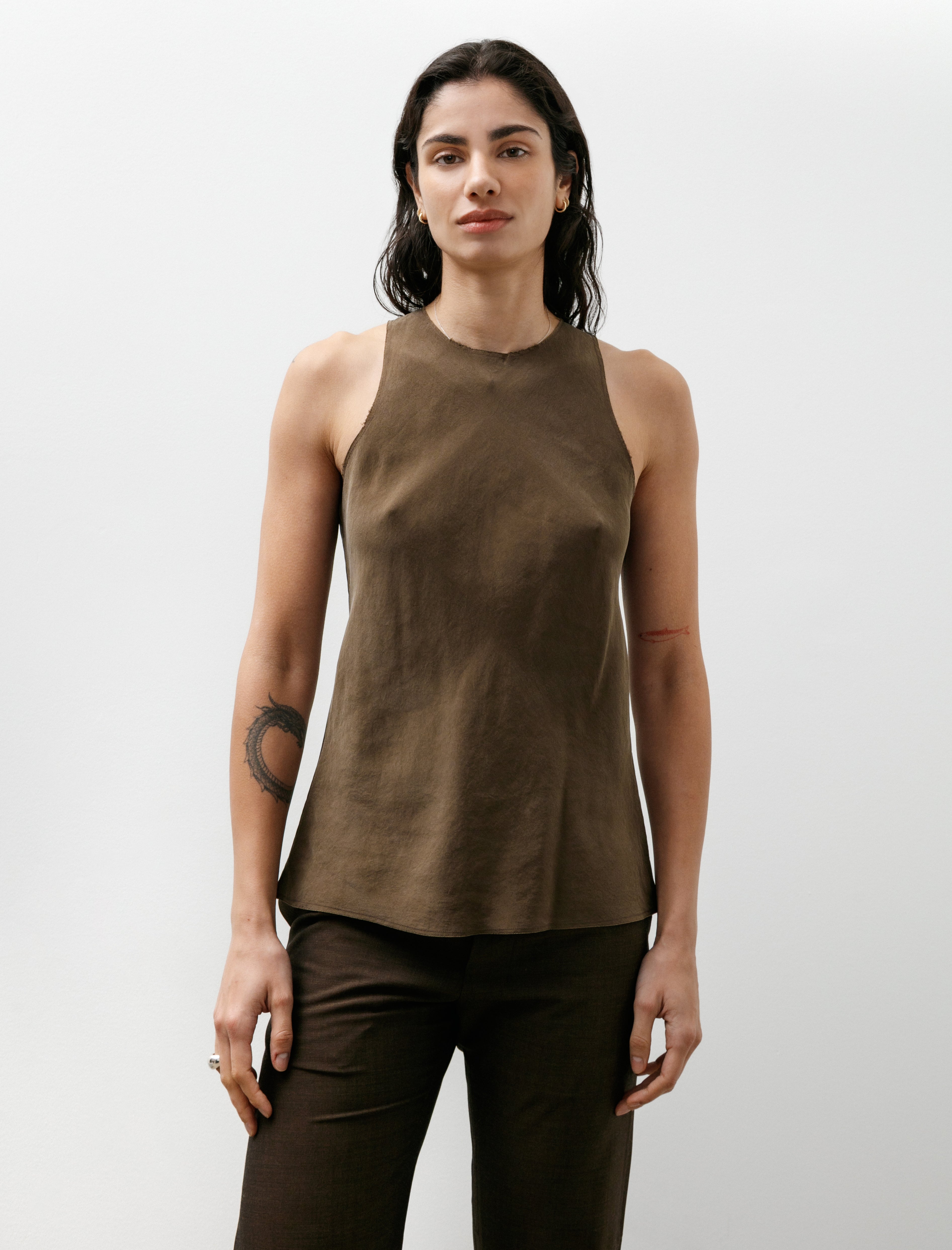 Gabriela Coll No.73 Cupro Bias Cut Top Brown