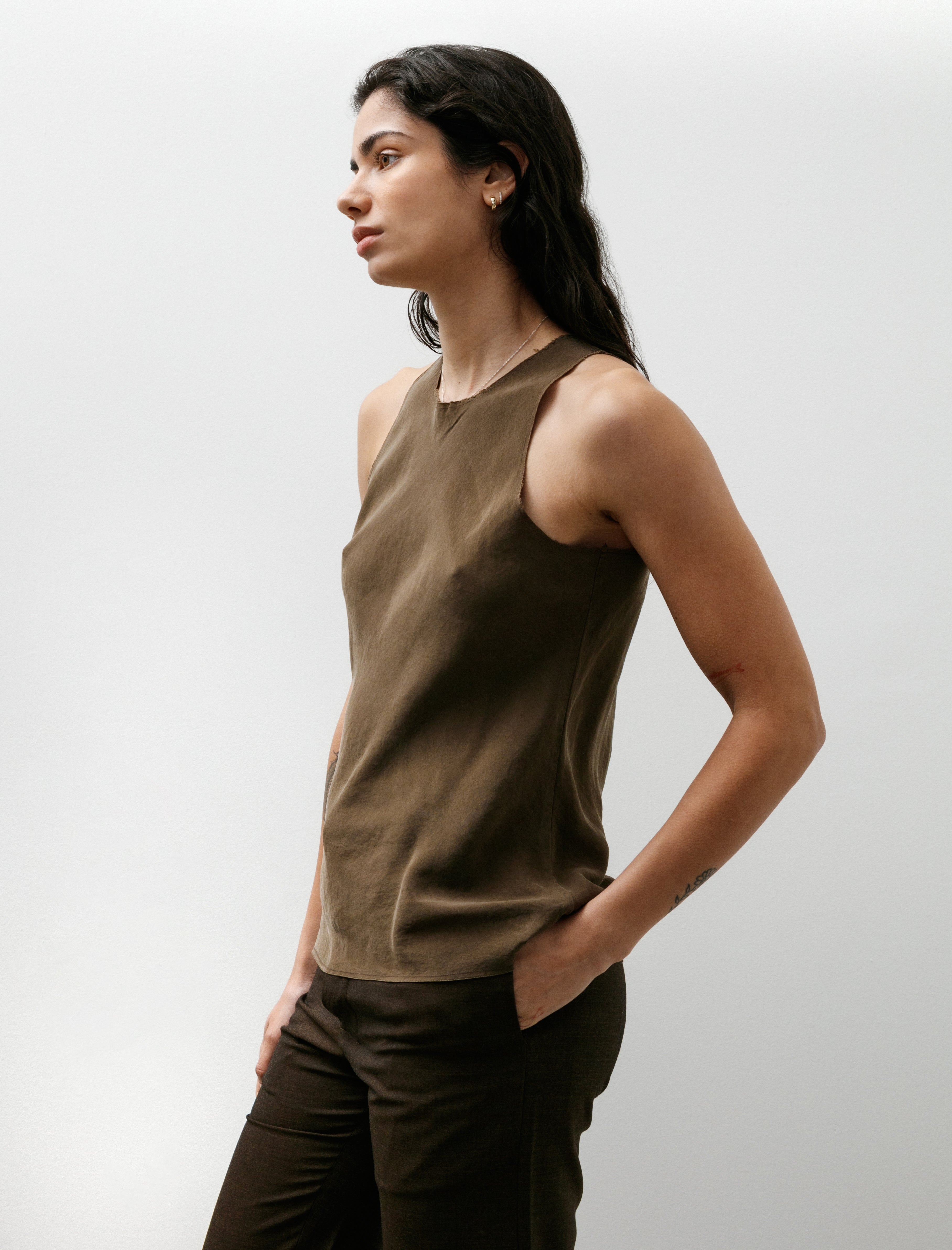 Gabriela Coll No.73 Cupro Bias Cut Top Brown