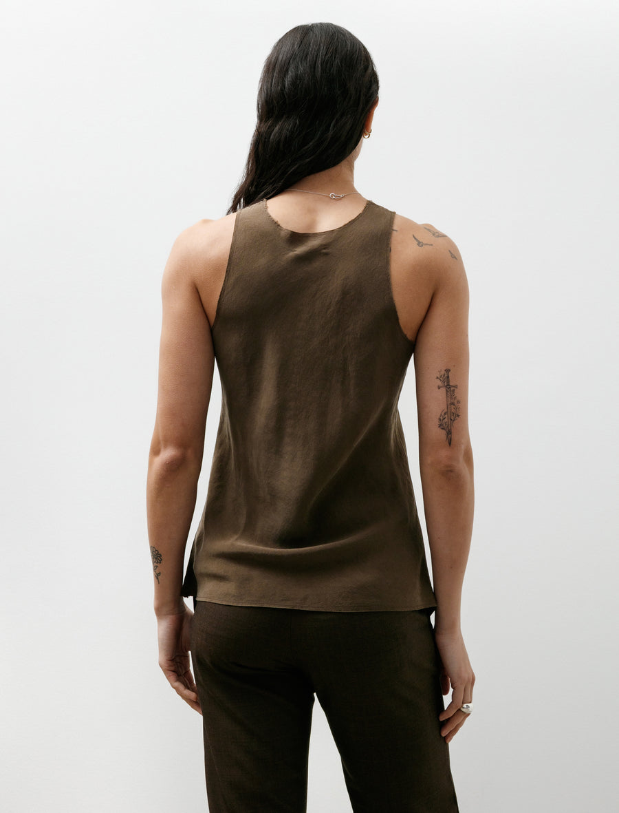 No.73 Cupro Bias Cut Top Brown - Image 4