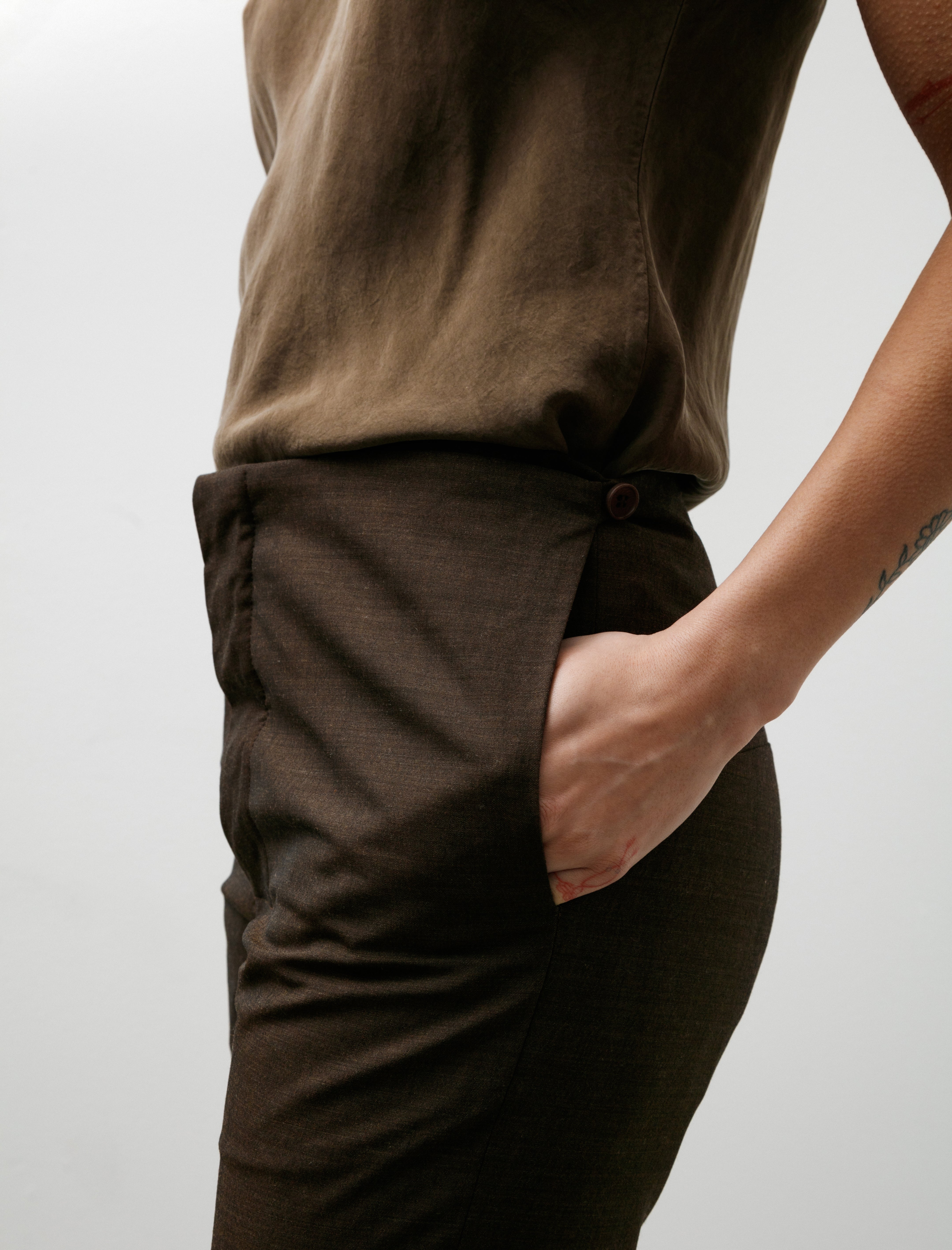 Gabriela Coll No.205 Summer Wool Tailored Trousers Brown