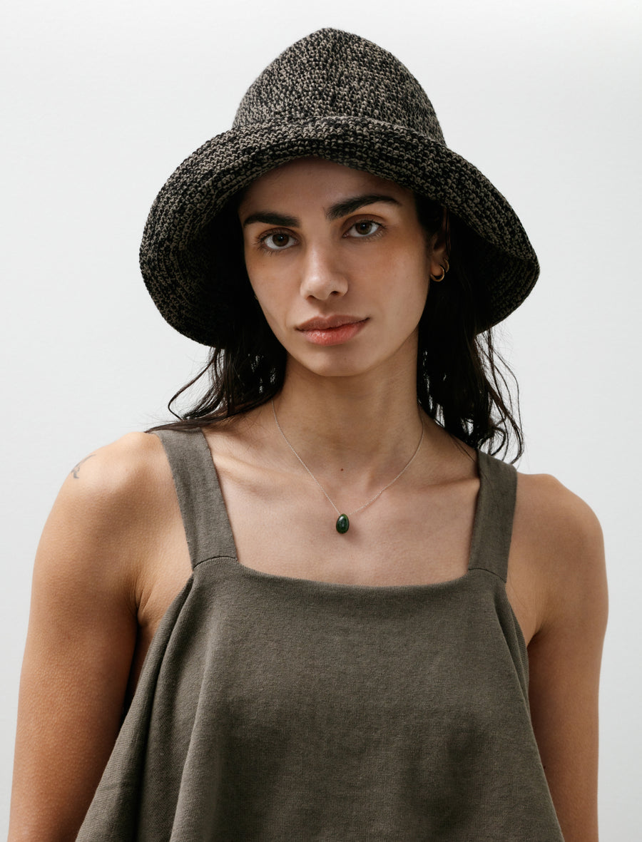 Crochet Brim Hat Black Marl - Image 1