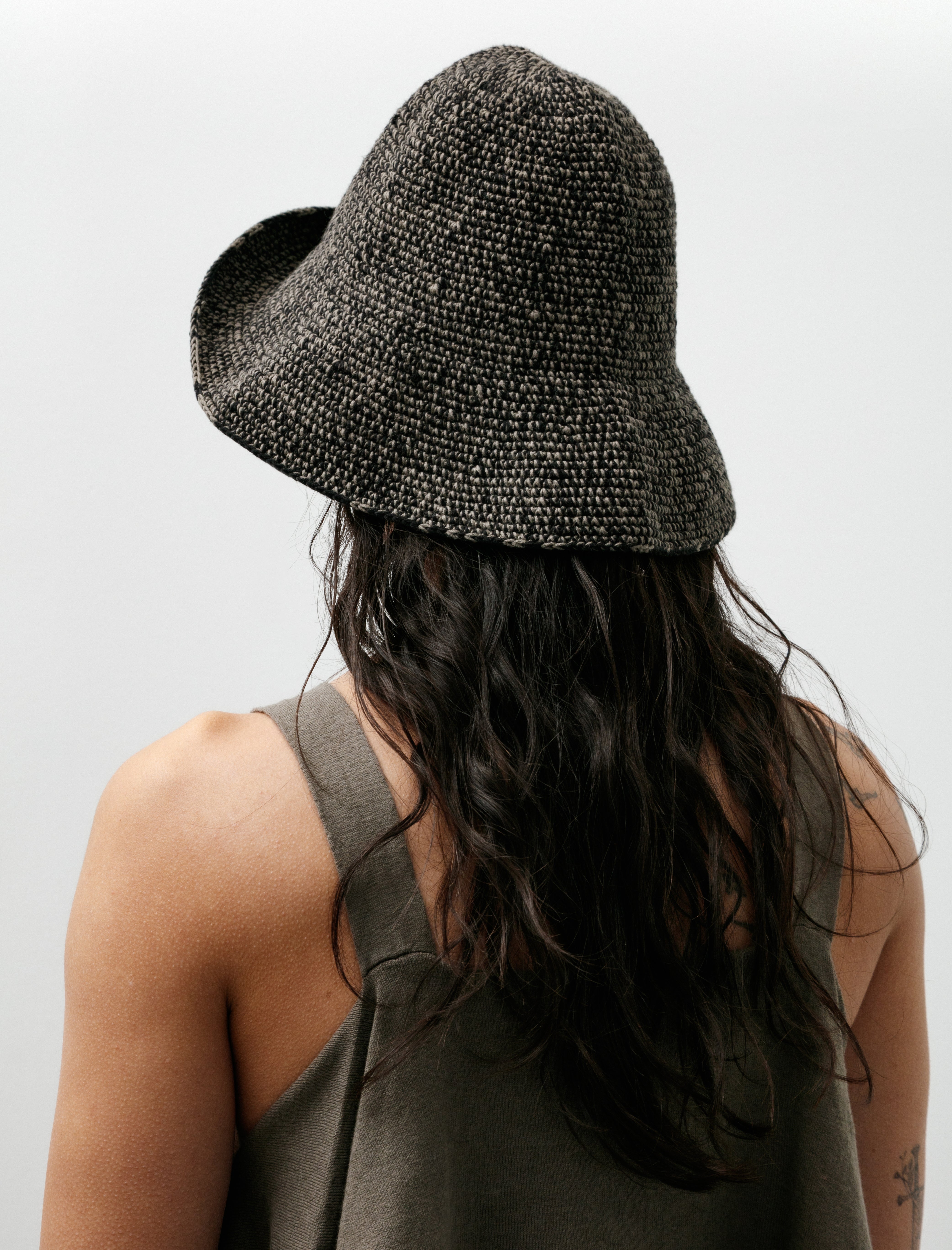 Lauren Manoogian Crochet Brim Hat Black Marl