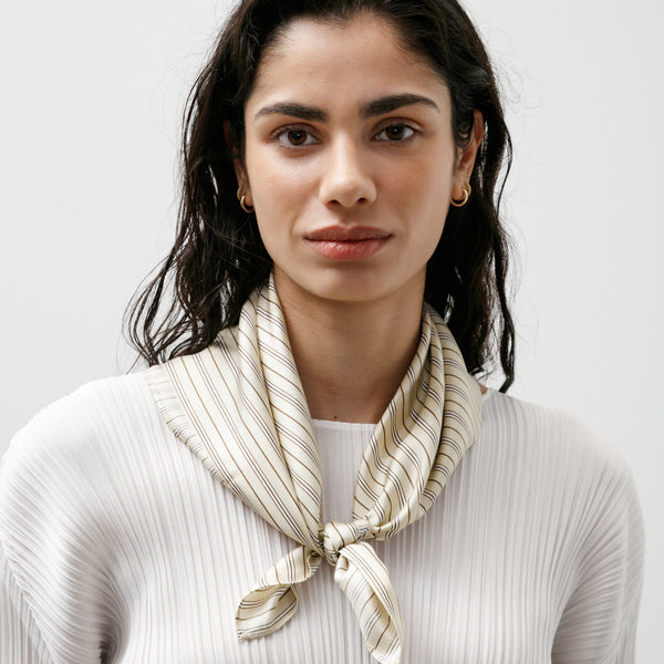 Totême Striped Silk Scarf Beige/Brown – Neighbour