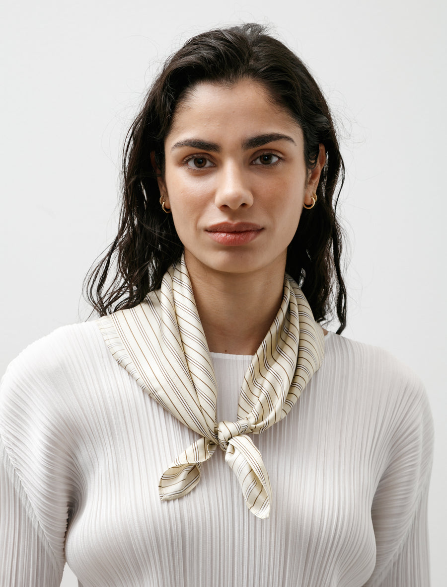 Striped Silk Scarf Beige/Brown - Image 1