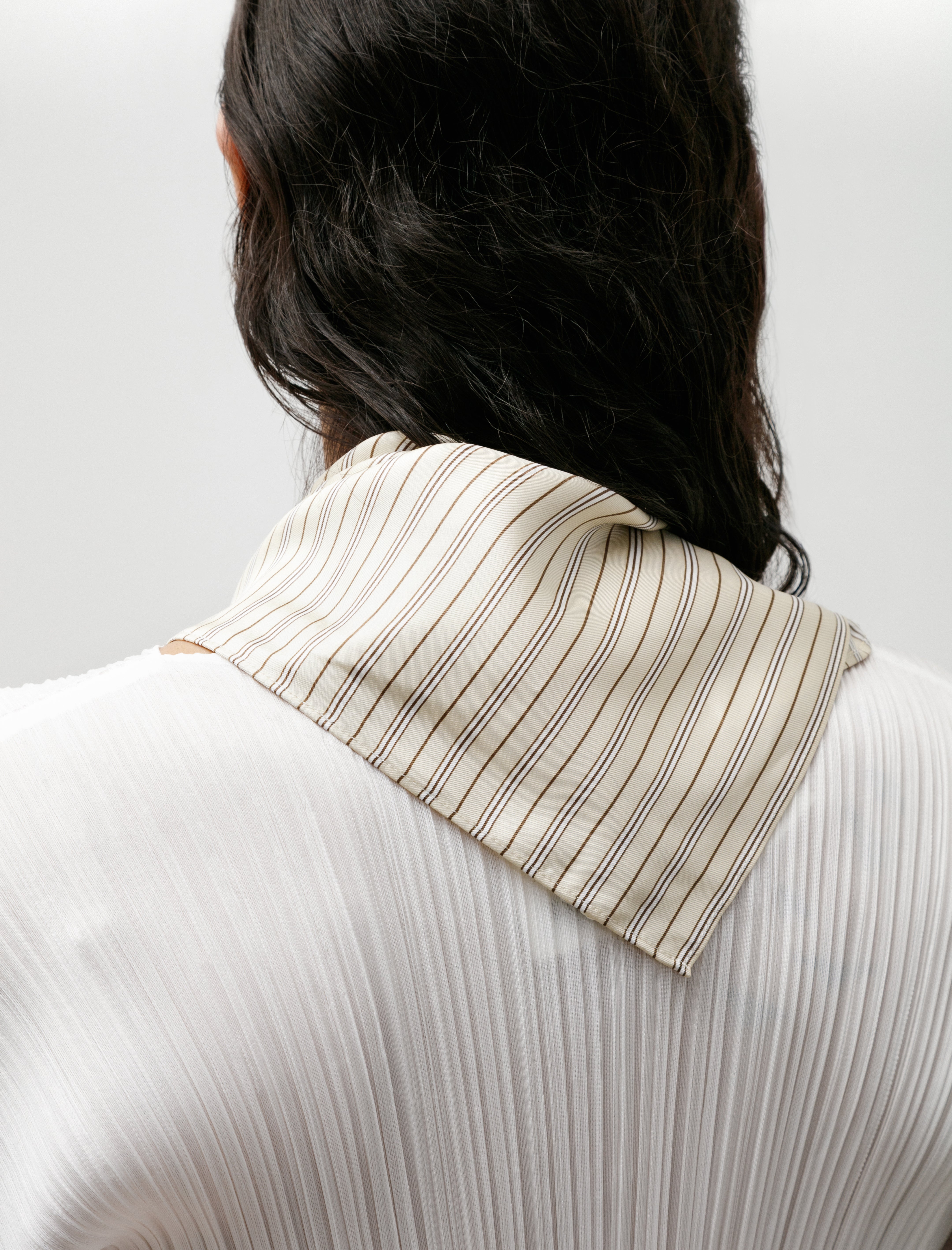 Totême Striped Silk Scarf Beige/Brown