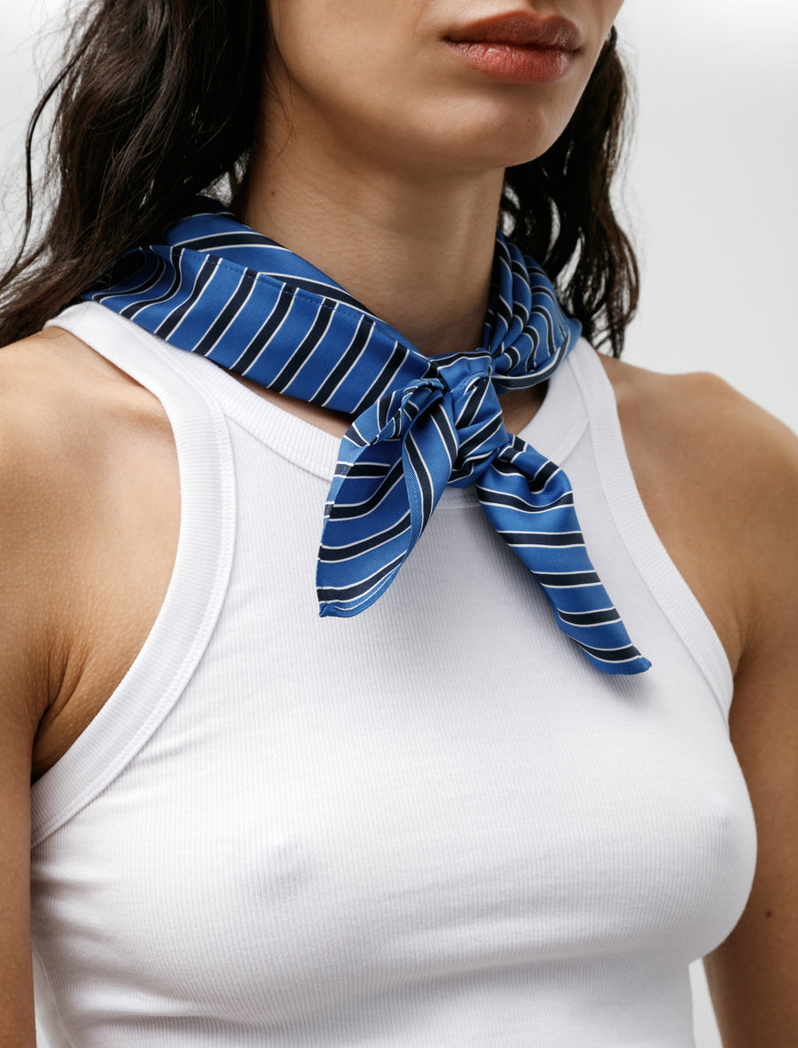 Striped Silk Scarf Blue/Navy - Image 3