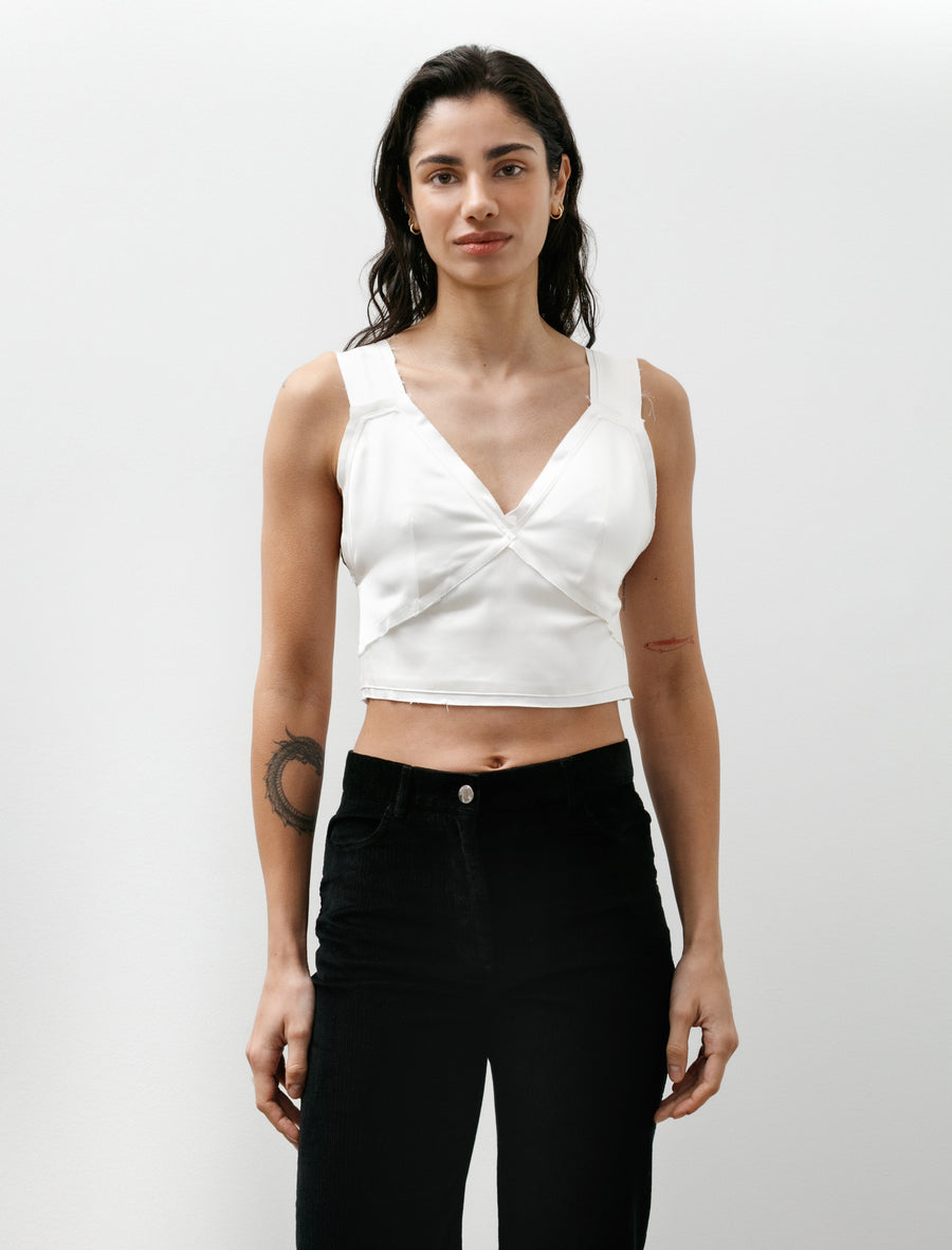 Cropped Satin Camisole Off White - Image 1