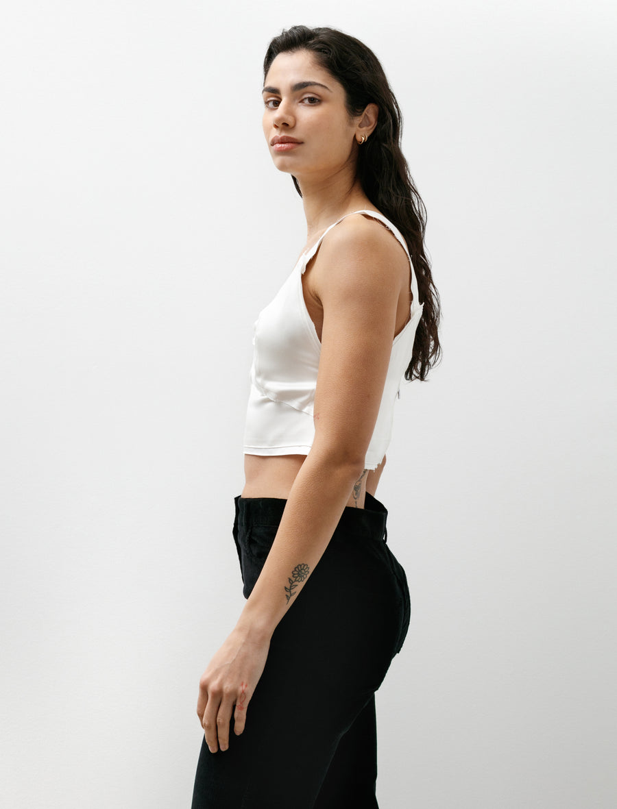 Cropped Satin Camisole Off White - Image 3